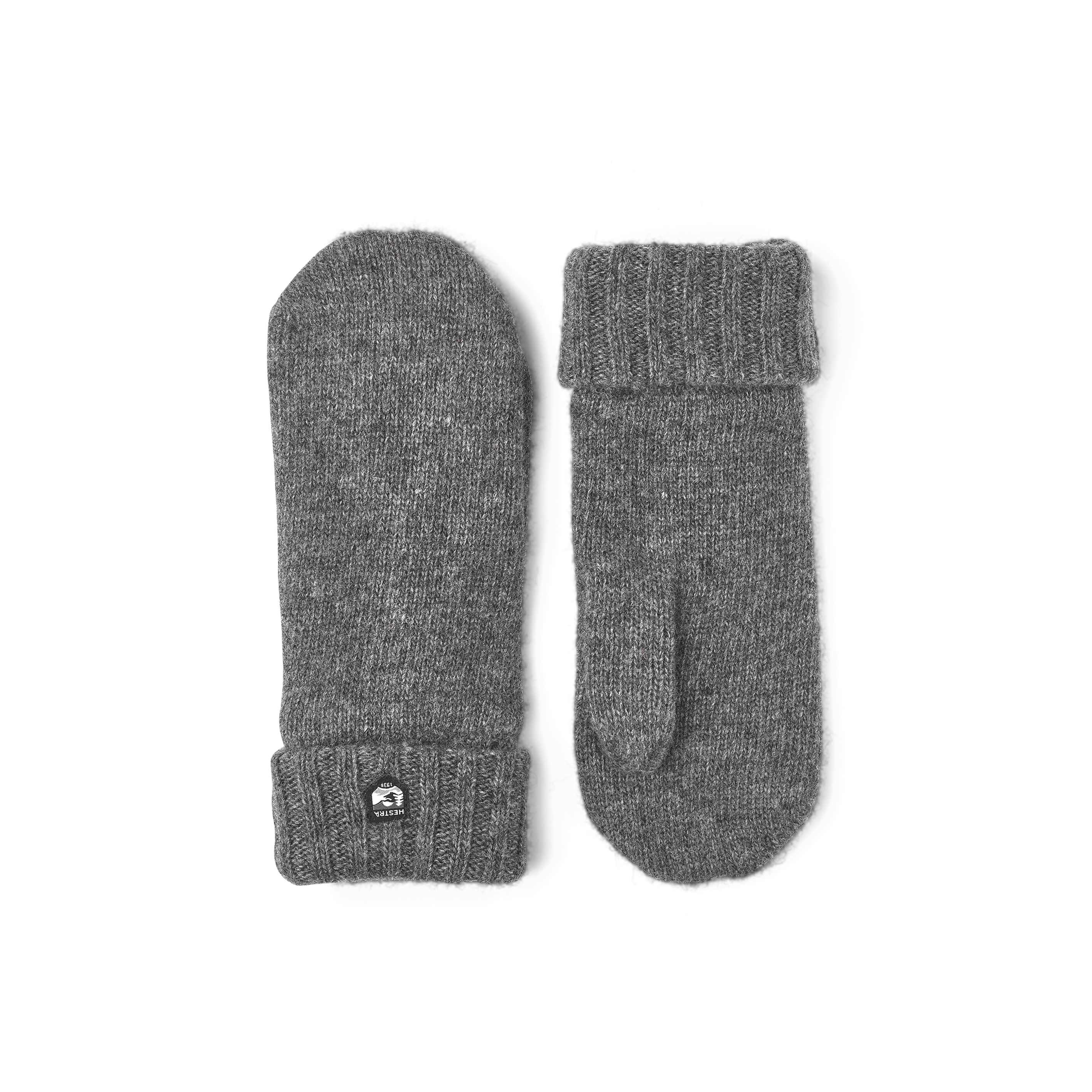 Gray knitted mitten in wool and cashmere mix