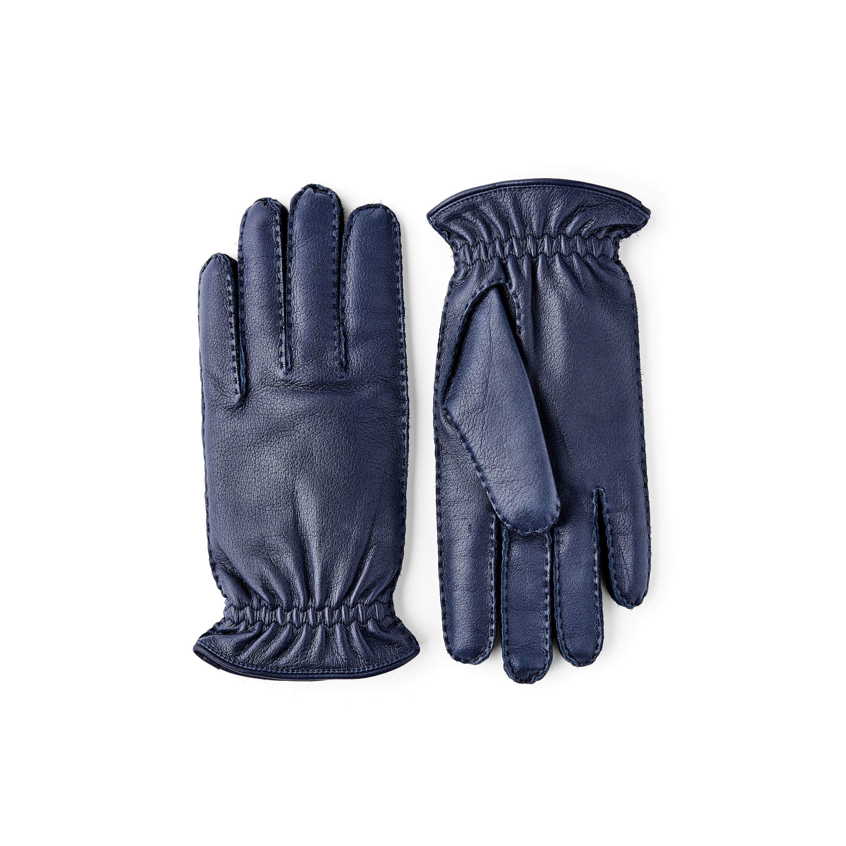 Dark blue hand-sewn elk leather glove