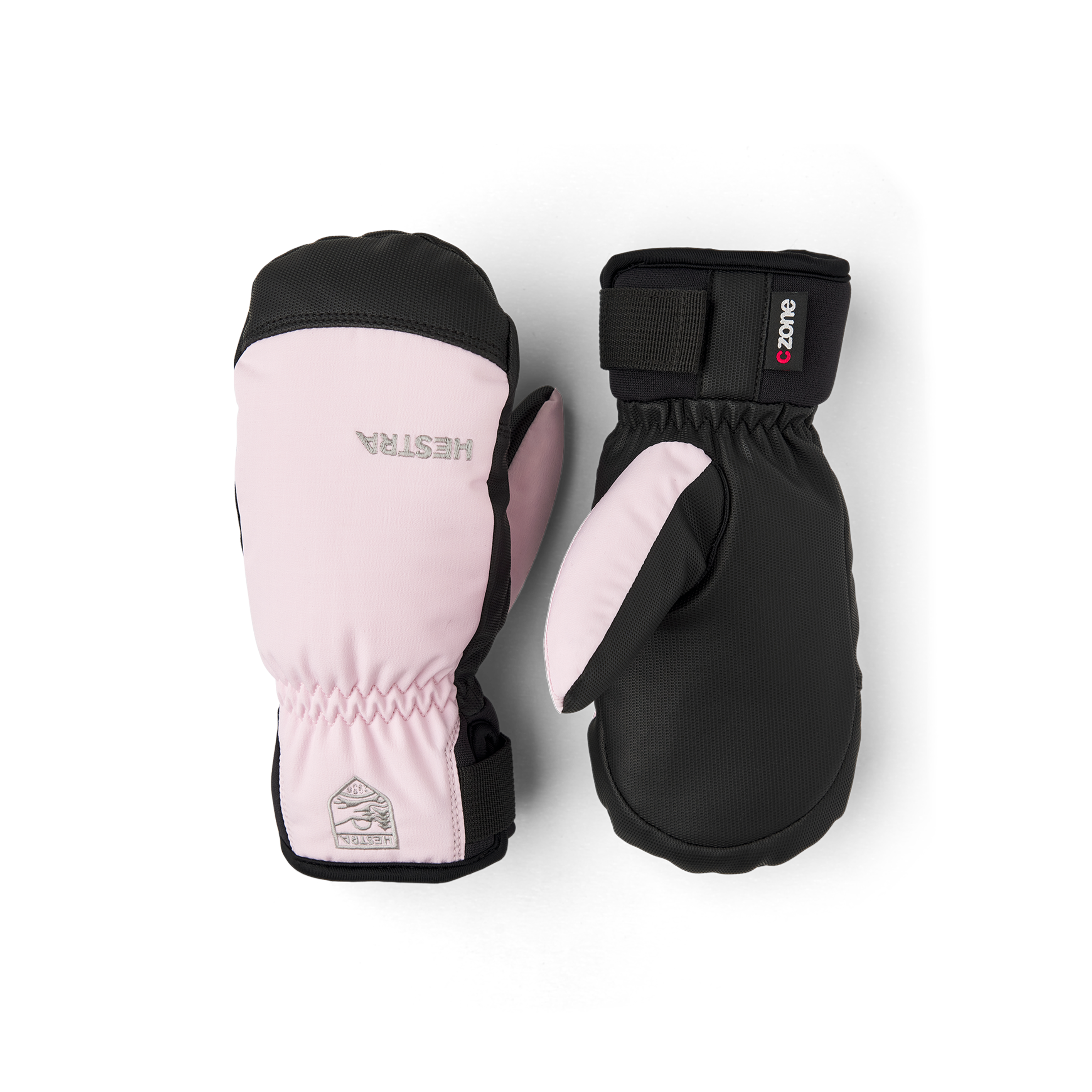 Light pink fabric mitten with black palm