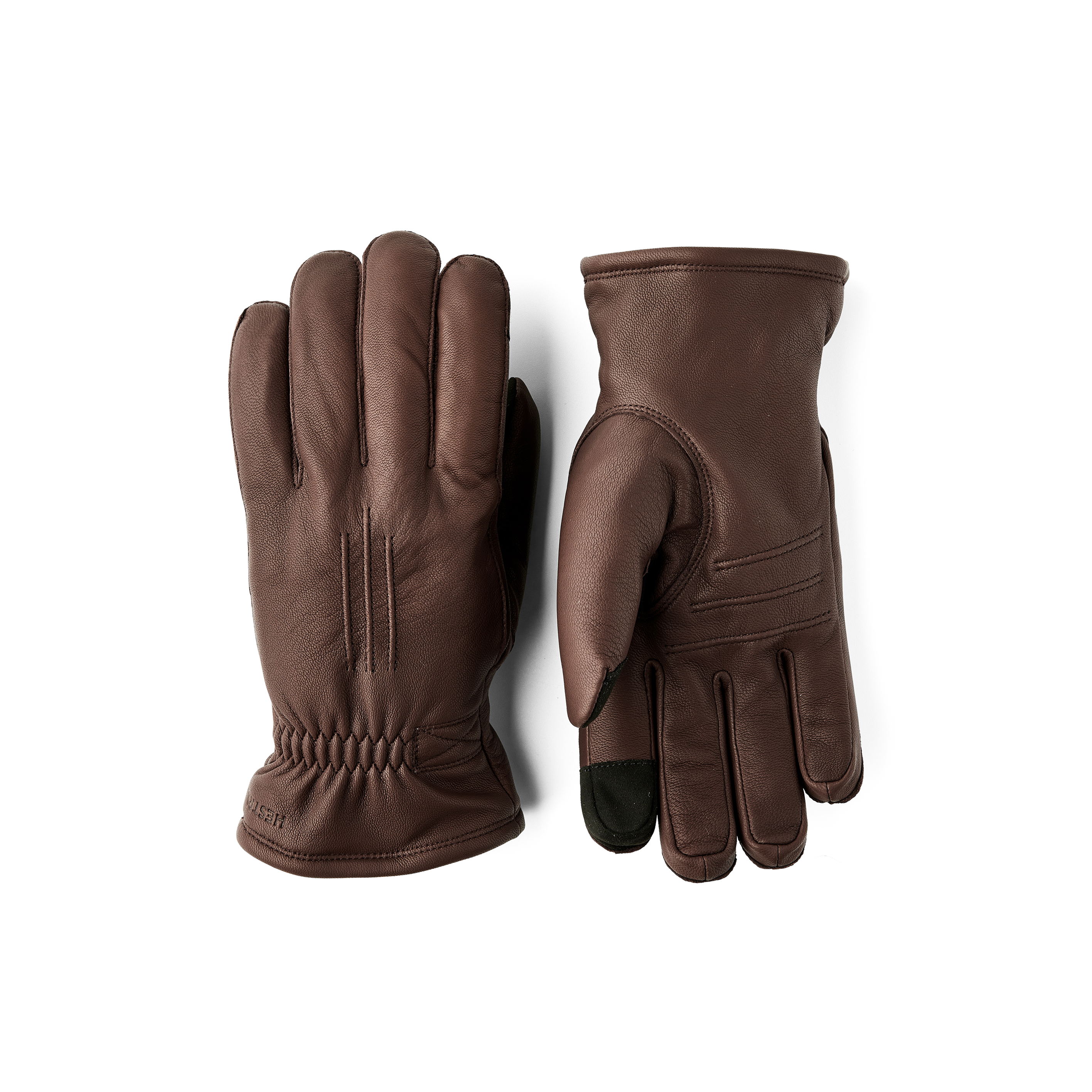 Dark brown machine-sewn goat leather glove