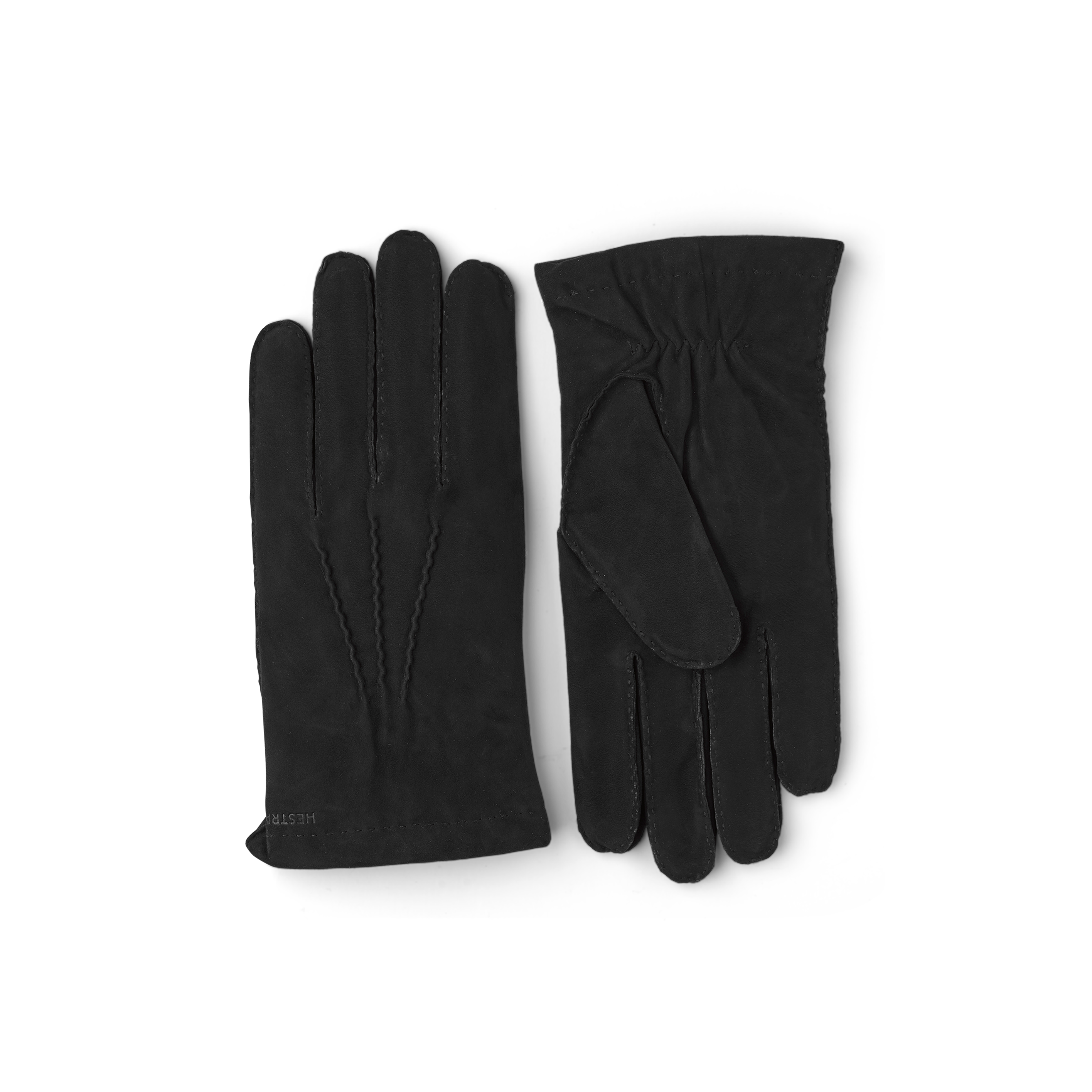 Black hand-sewn suede glove