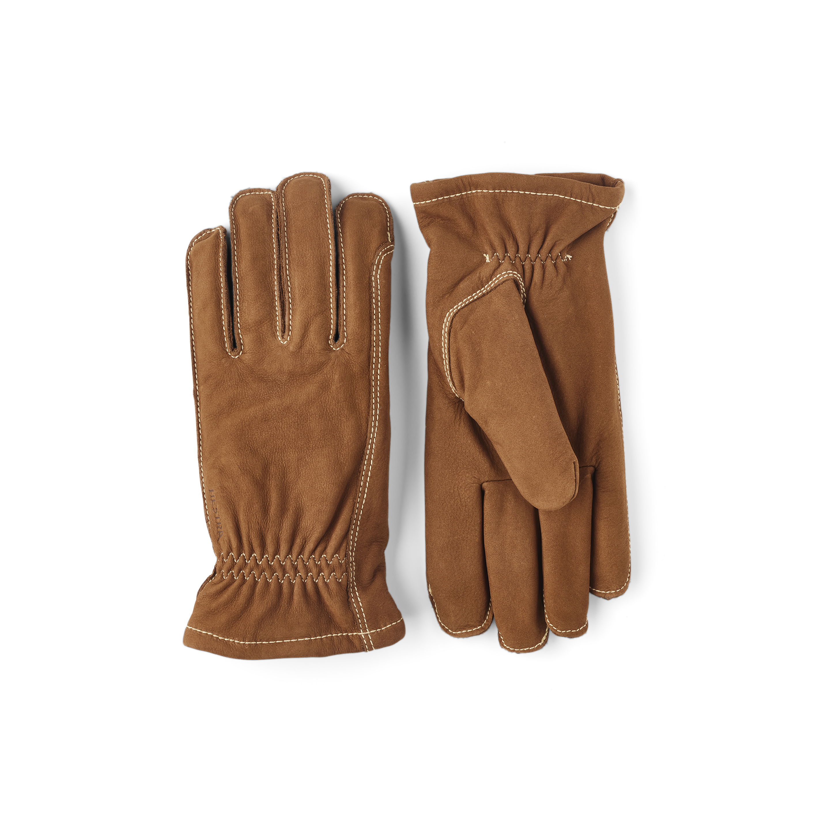 Light brown machine-sewn cow nubuck glove