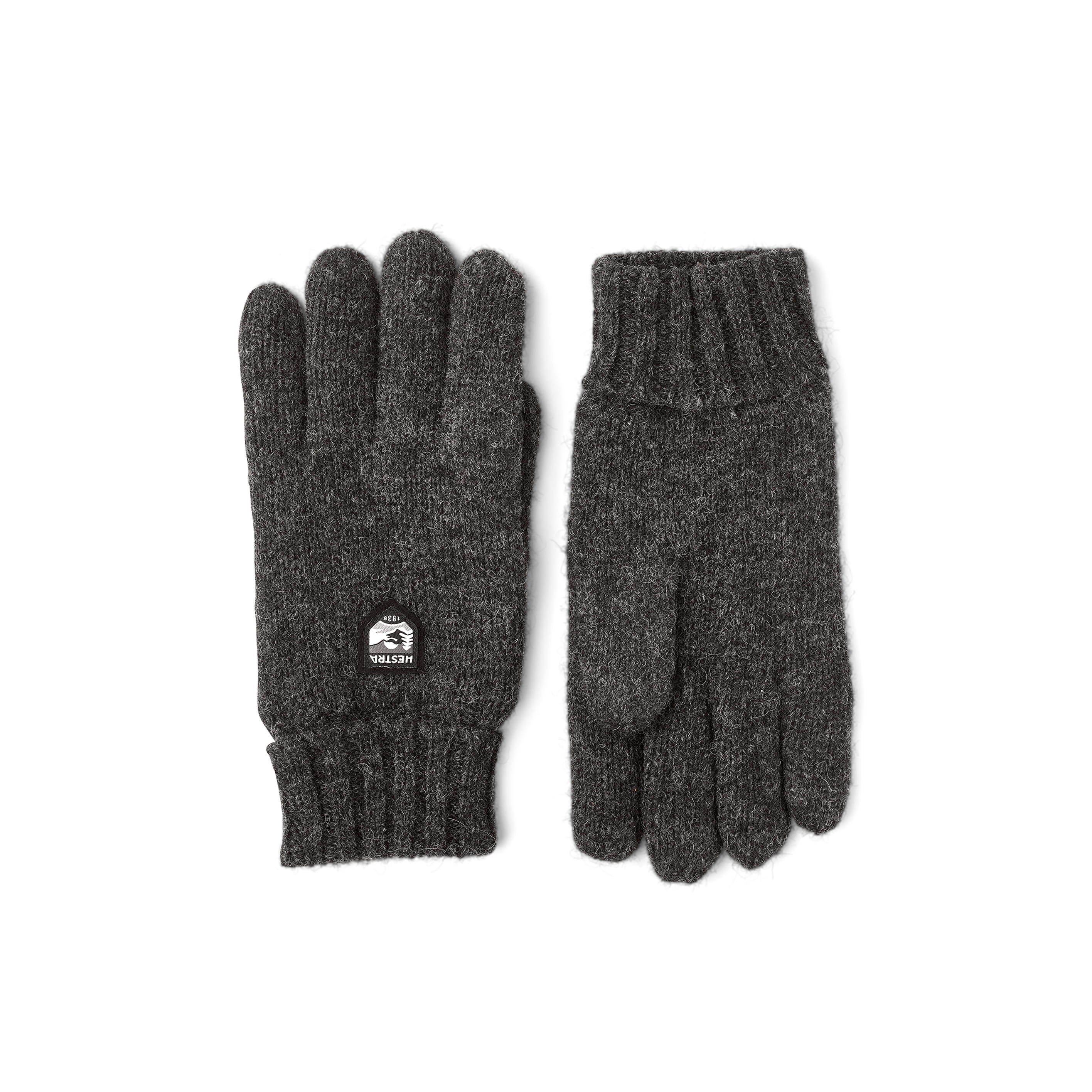 Dark gray knitted glove in Shetland wool
