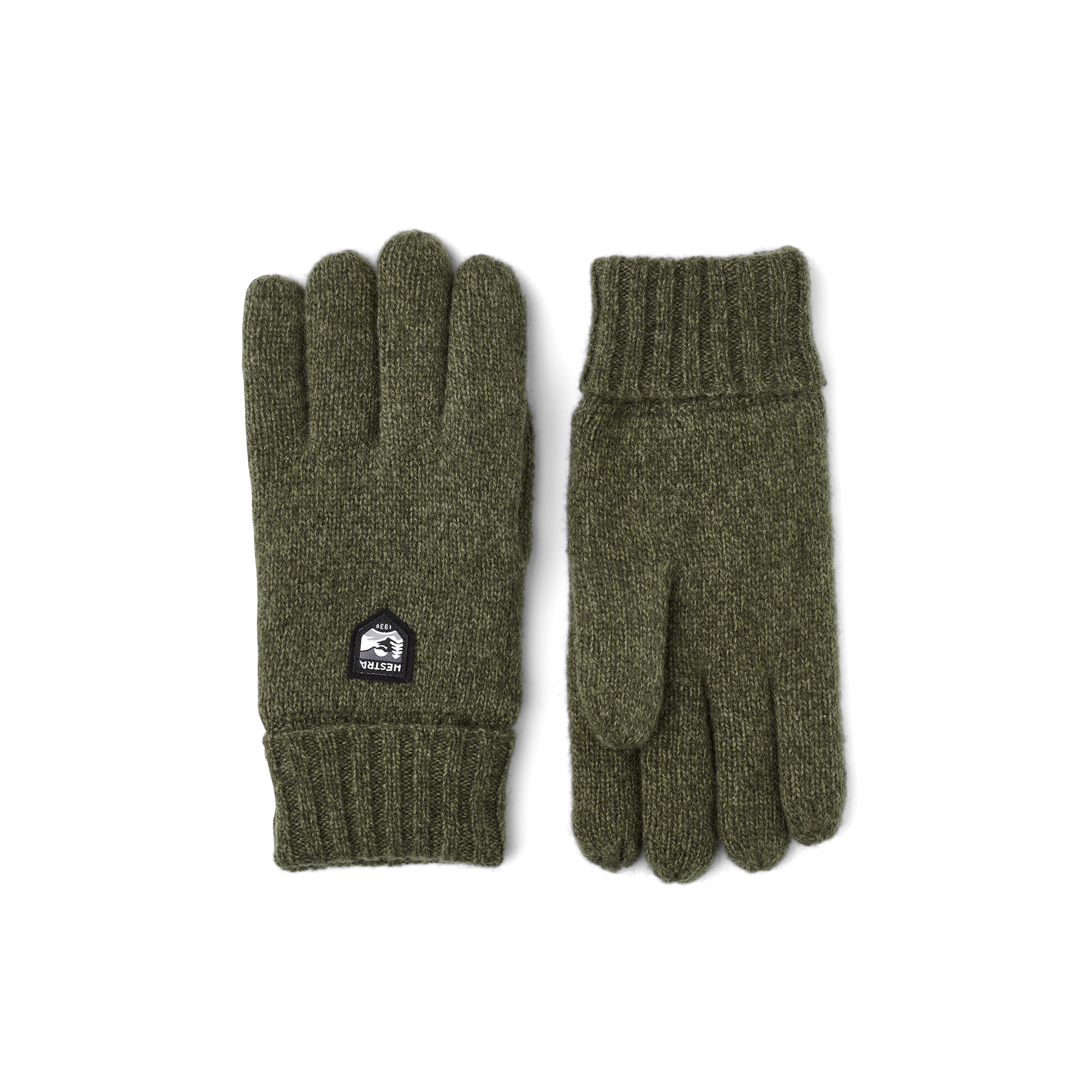 Dark green knitted glove in Shetland wool
