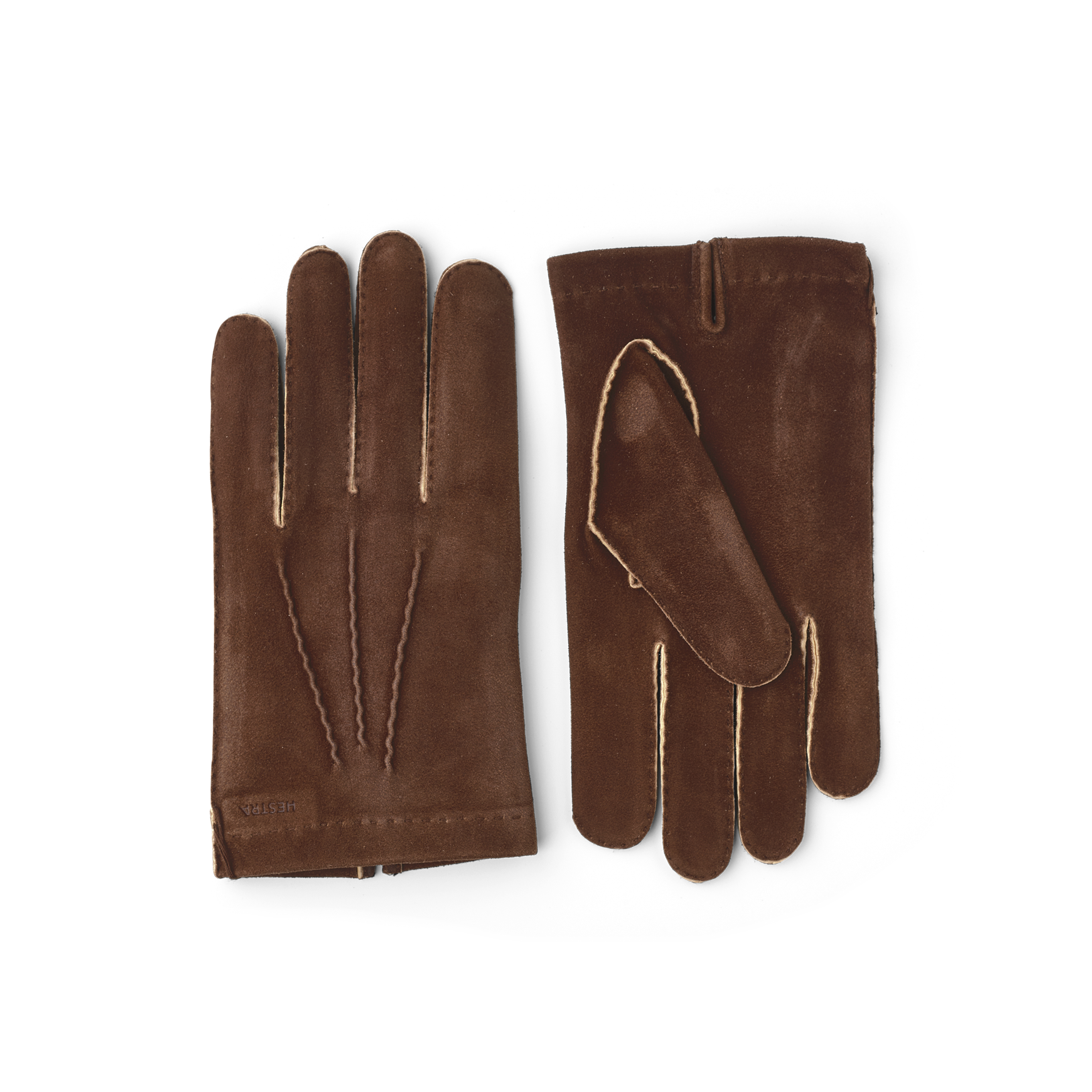 Brown hand-sewn suede glove