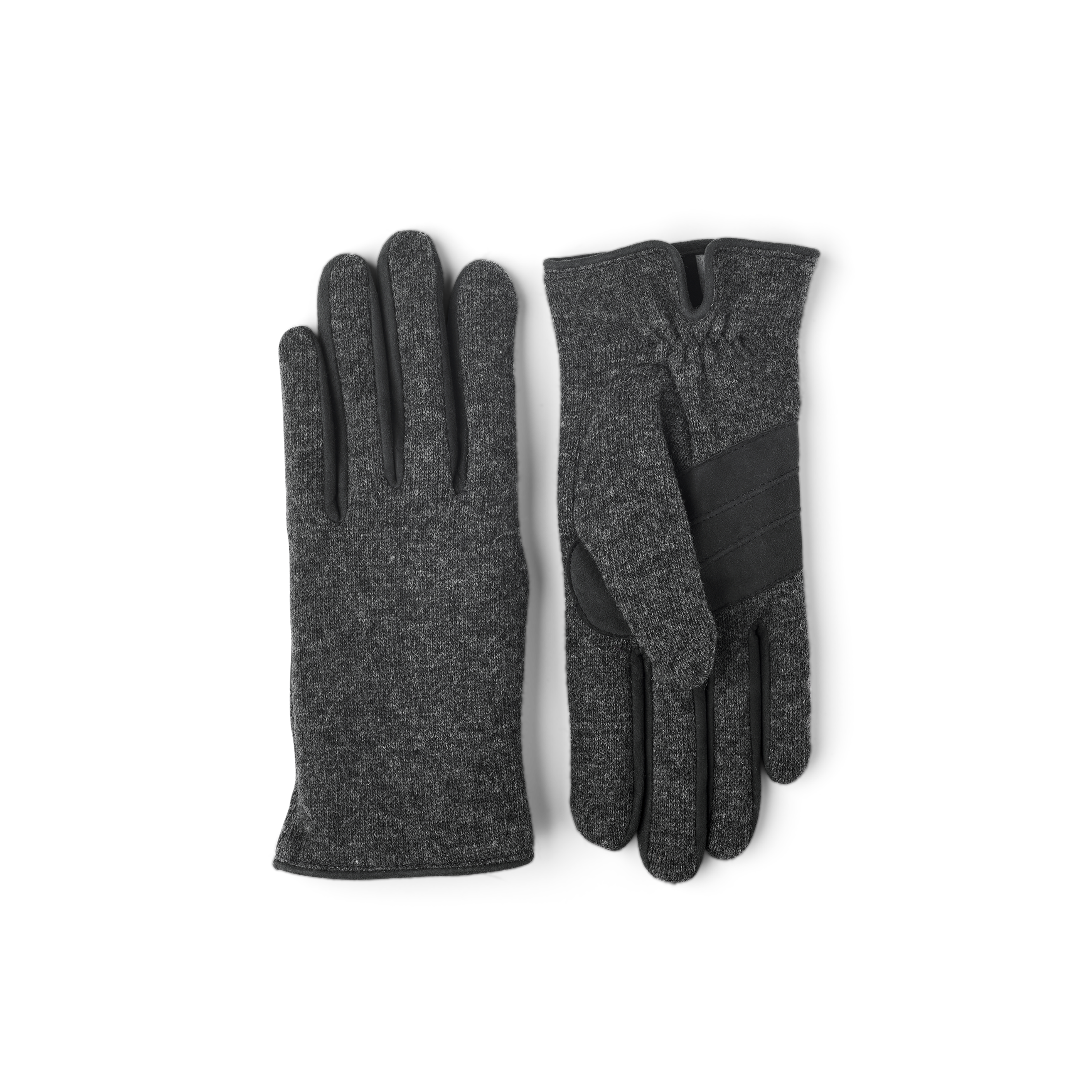 Dark gray wool jersey glove with suede details