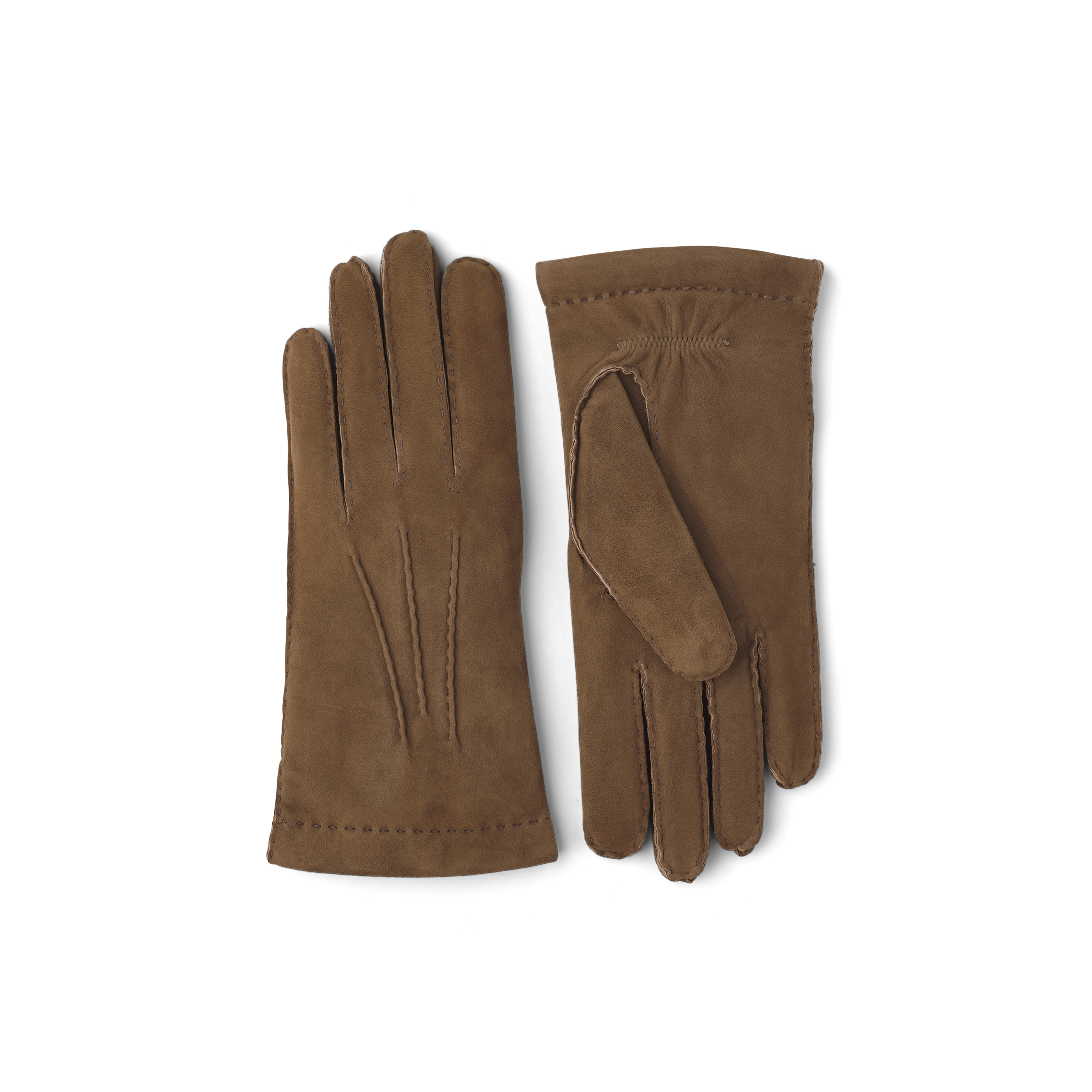 Light brown hand-sewn suede glove