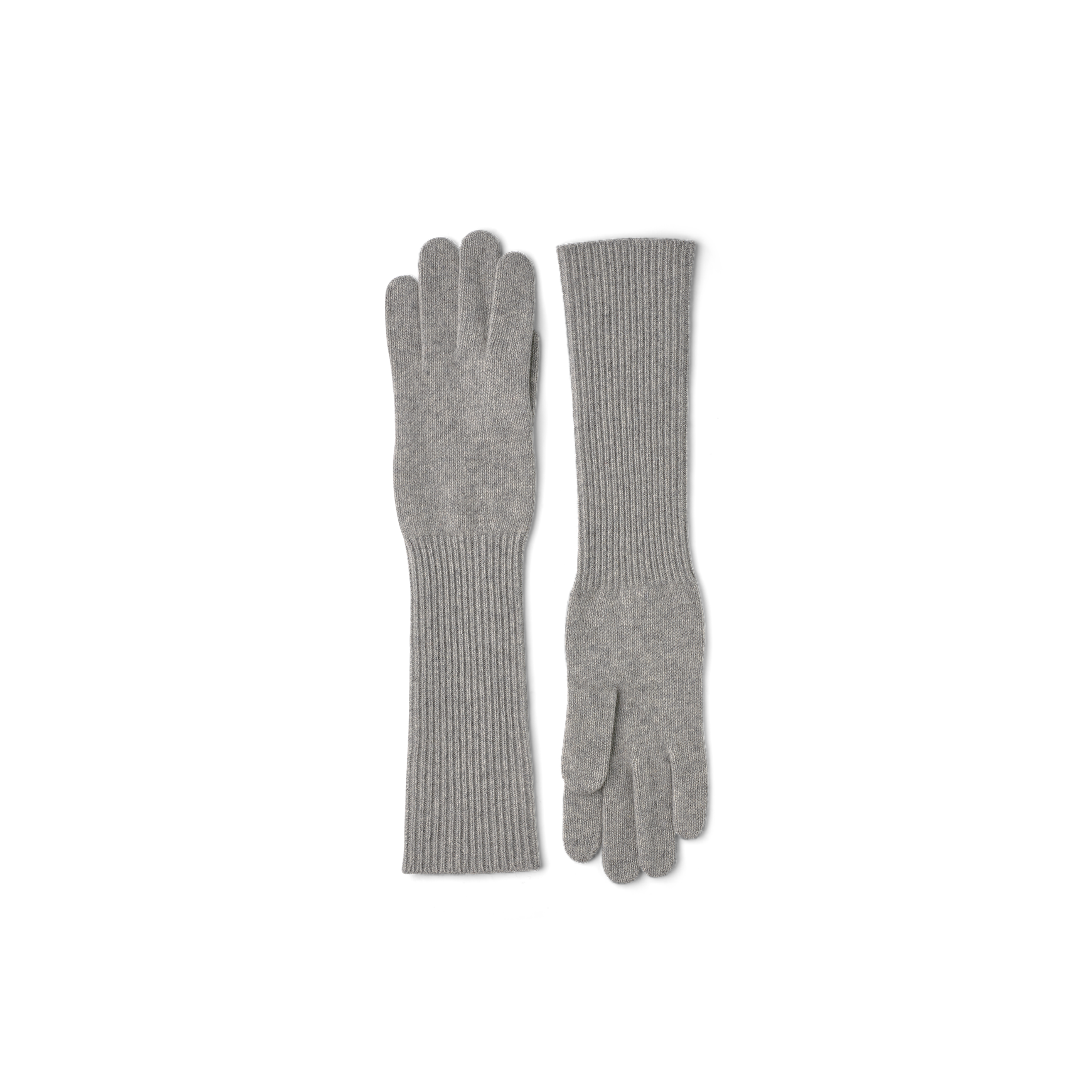 Light gray long knitted cashmere glove
