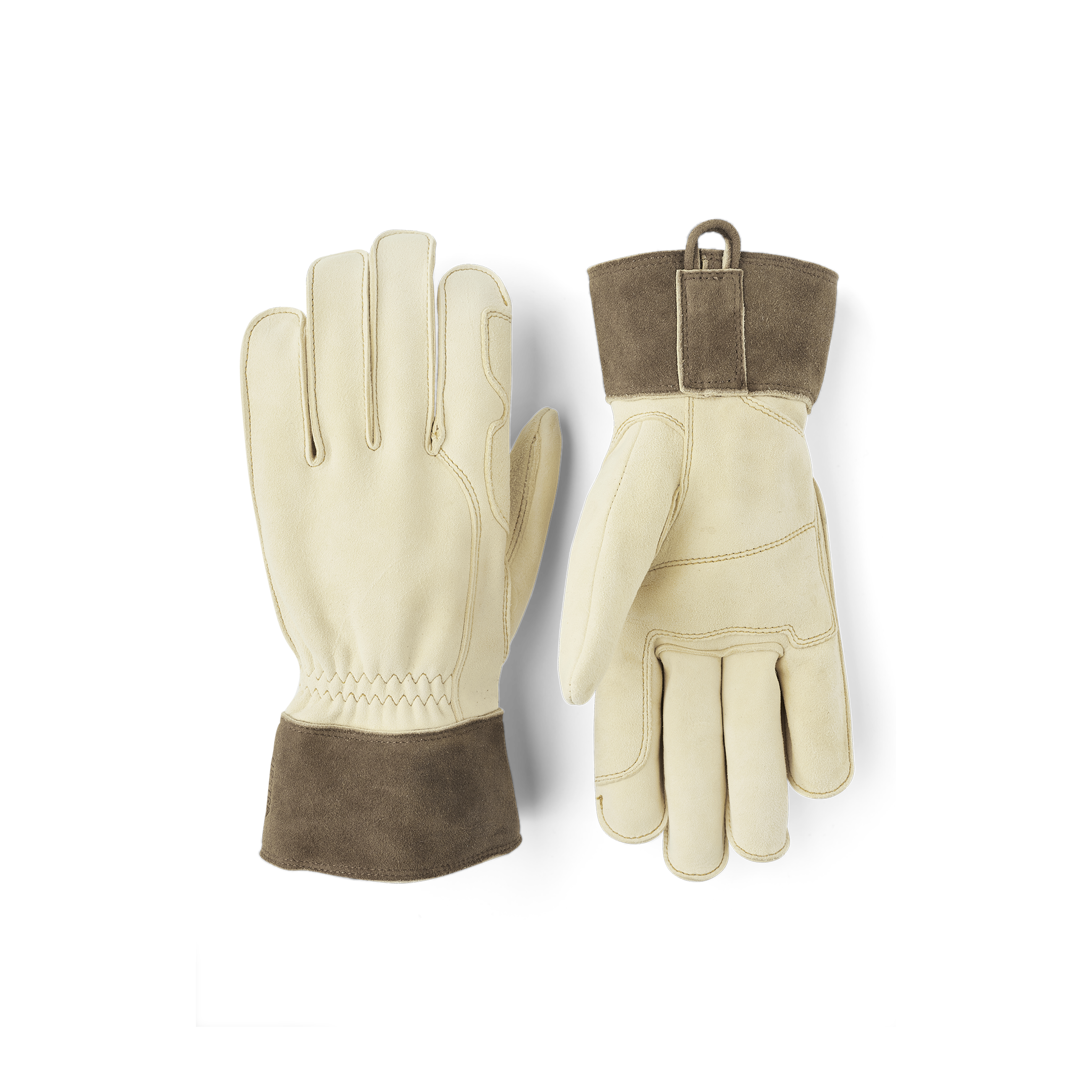 Light yellow outdoor glove in chamois goat suede
