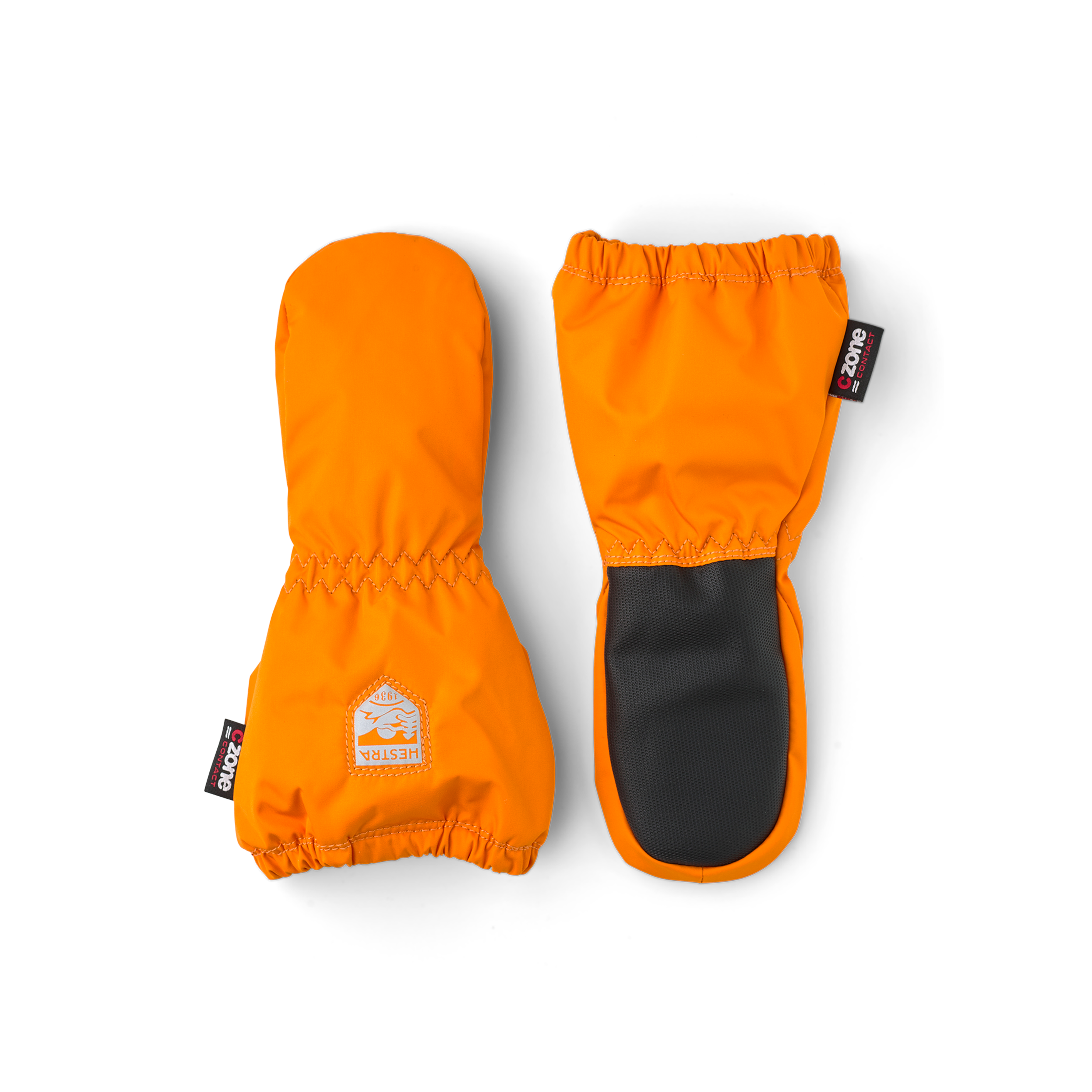 Orange fabric shell mitten