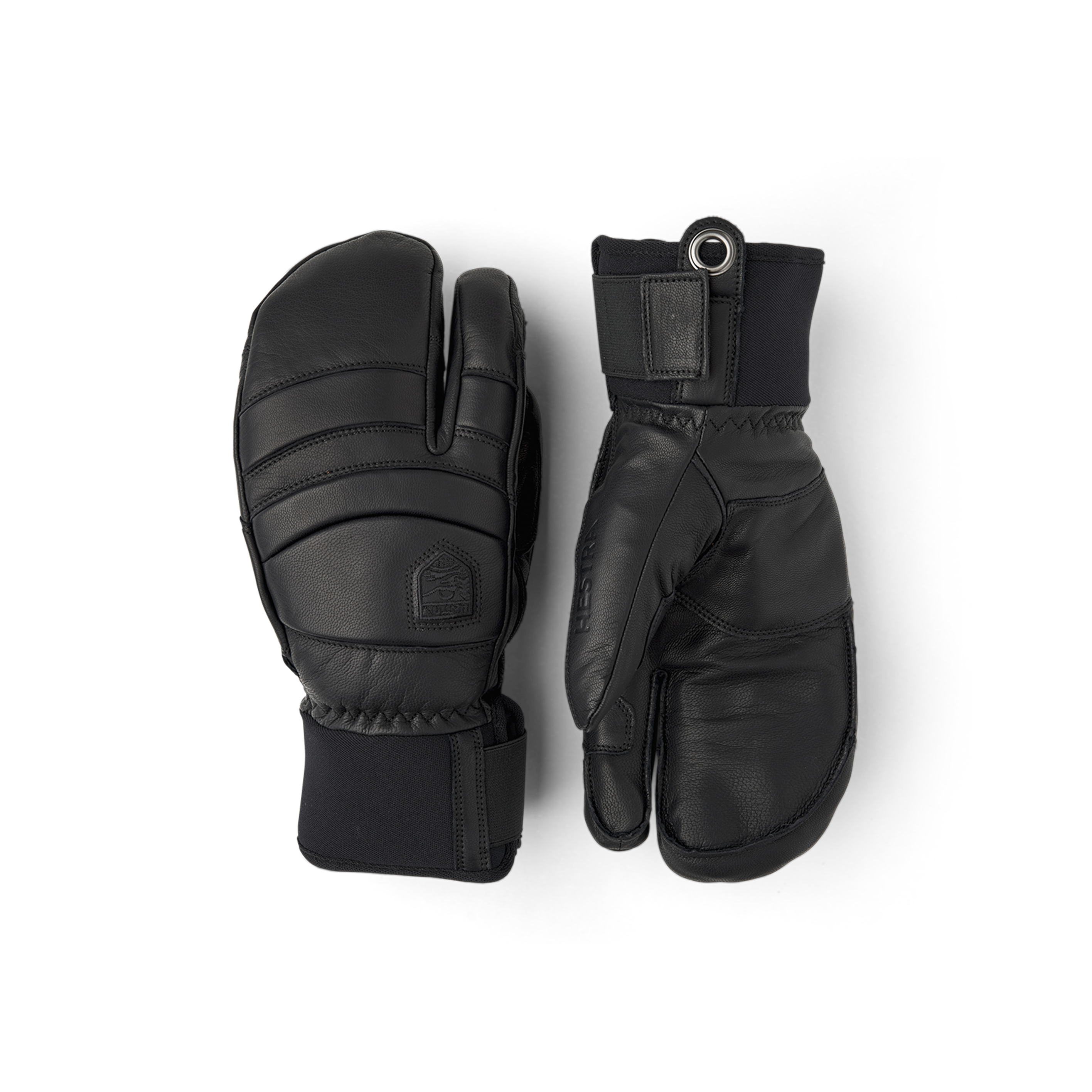 Black cow hide three finger glove