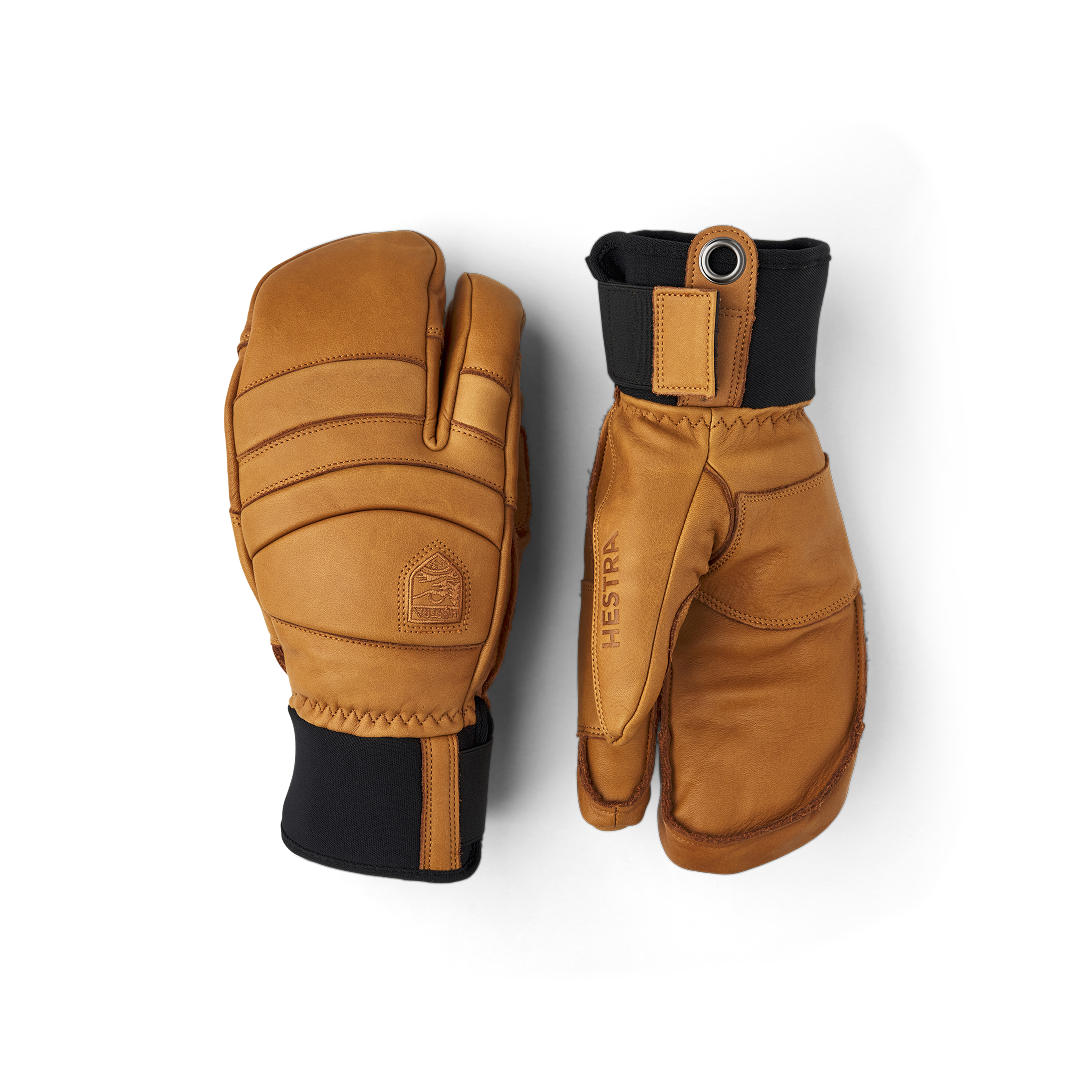 Light brown cow hide three finger glove