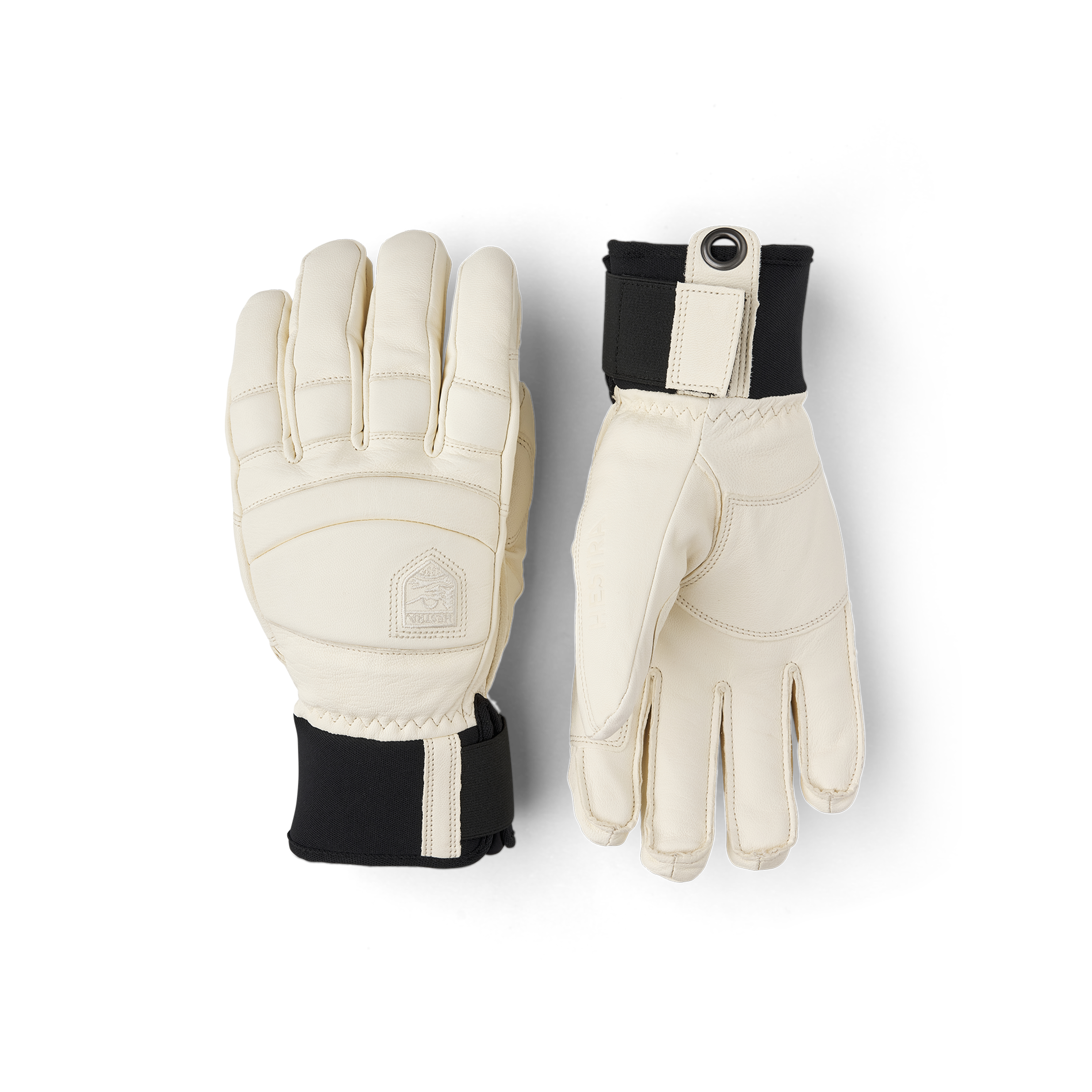 White cow hide ski glove