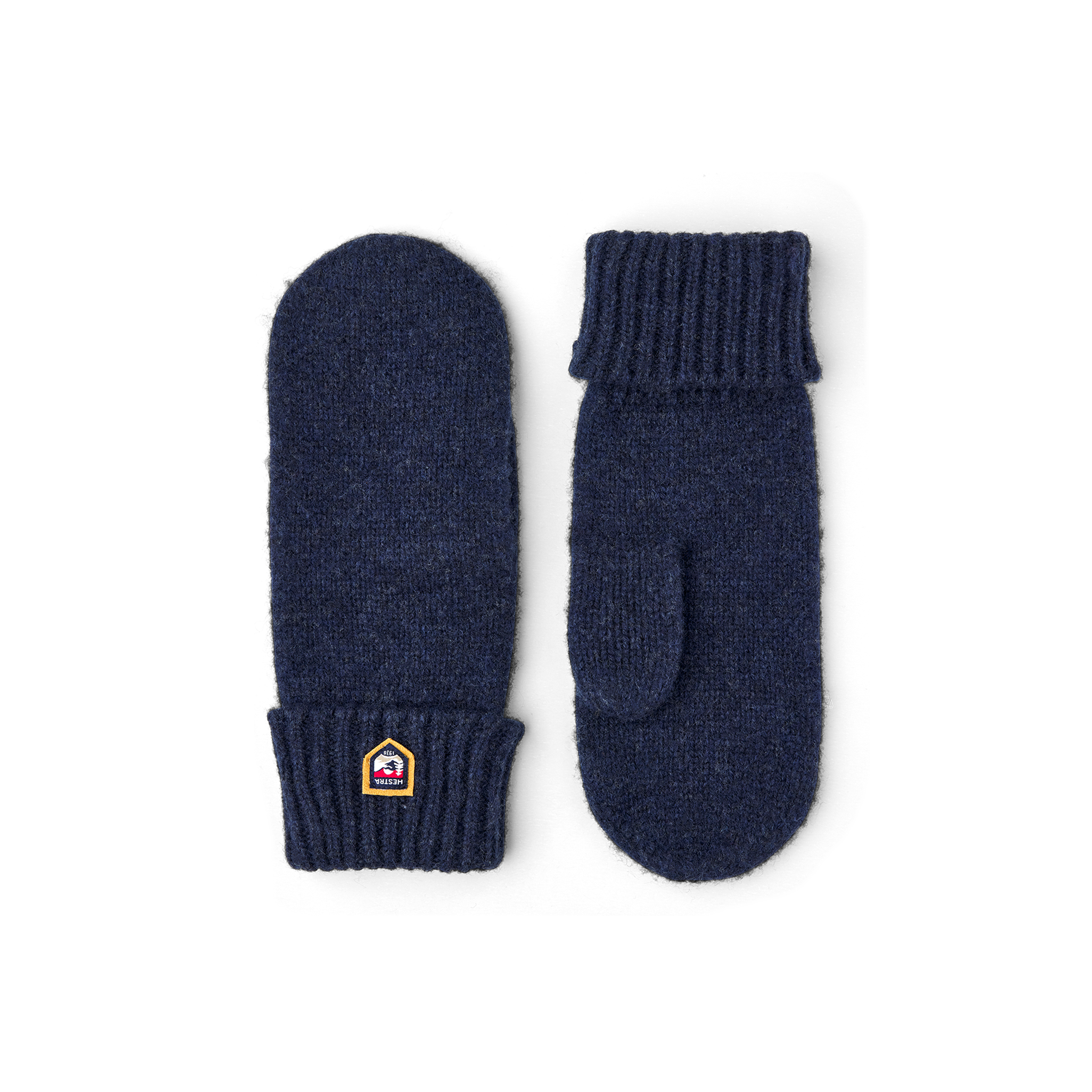 Dark blue knitted mitten in wool