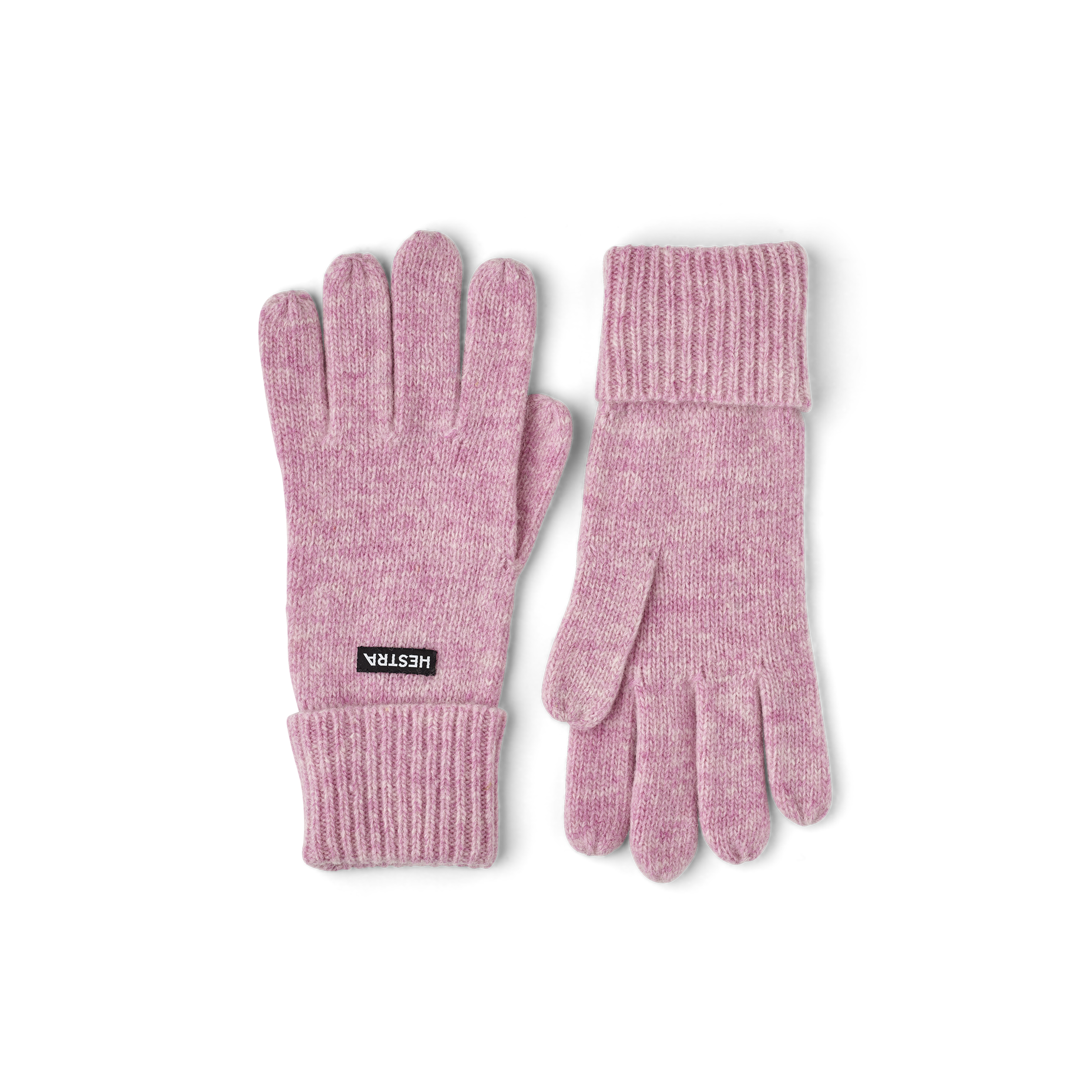 Pink knitted glove in wool and cashmere mix