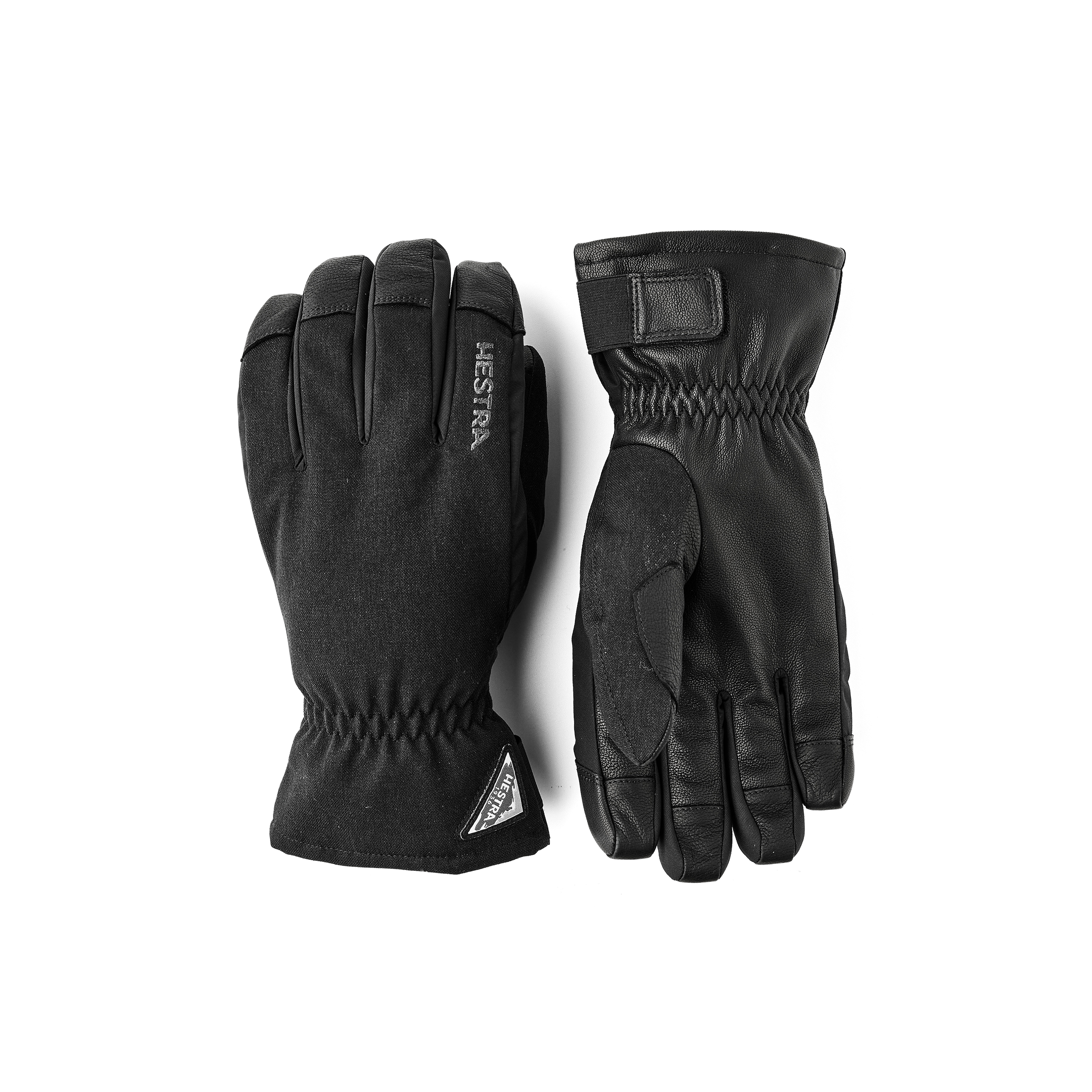 Black ski glove with goat leather palm
