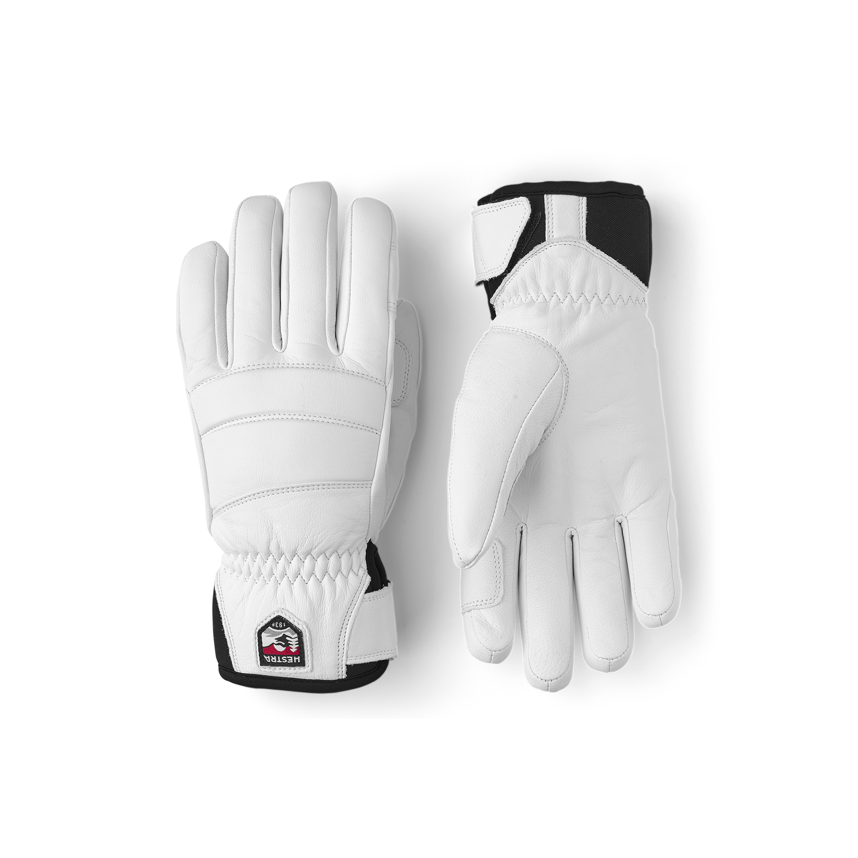 White cow hide ski glove