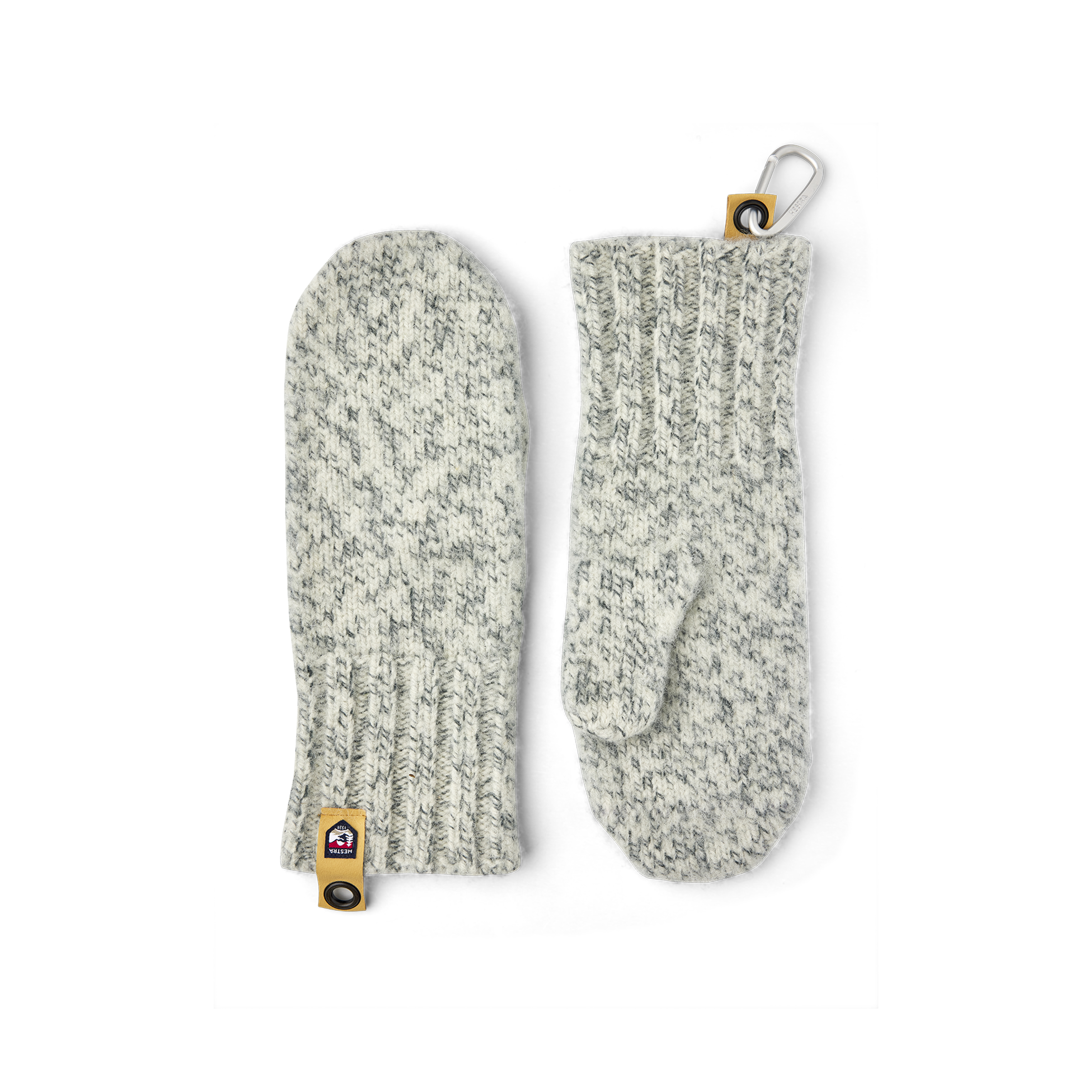 Gray knitted mitten in wool