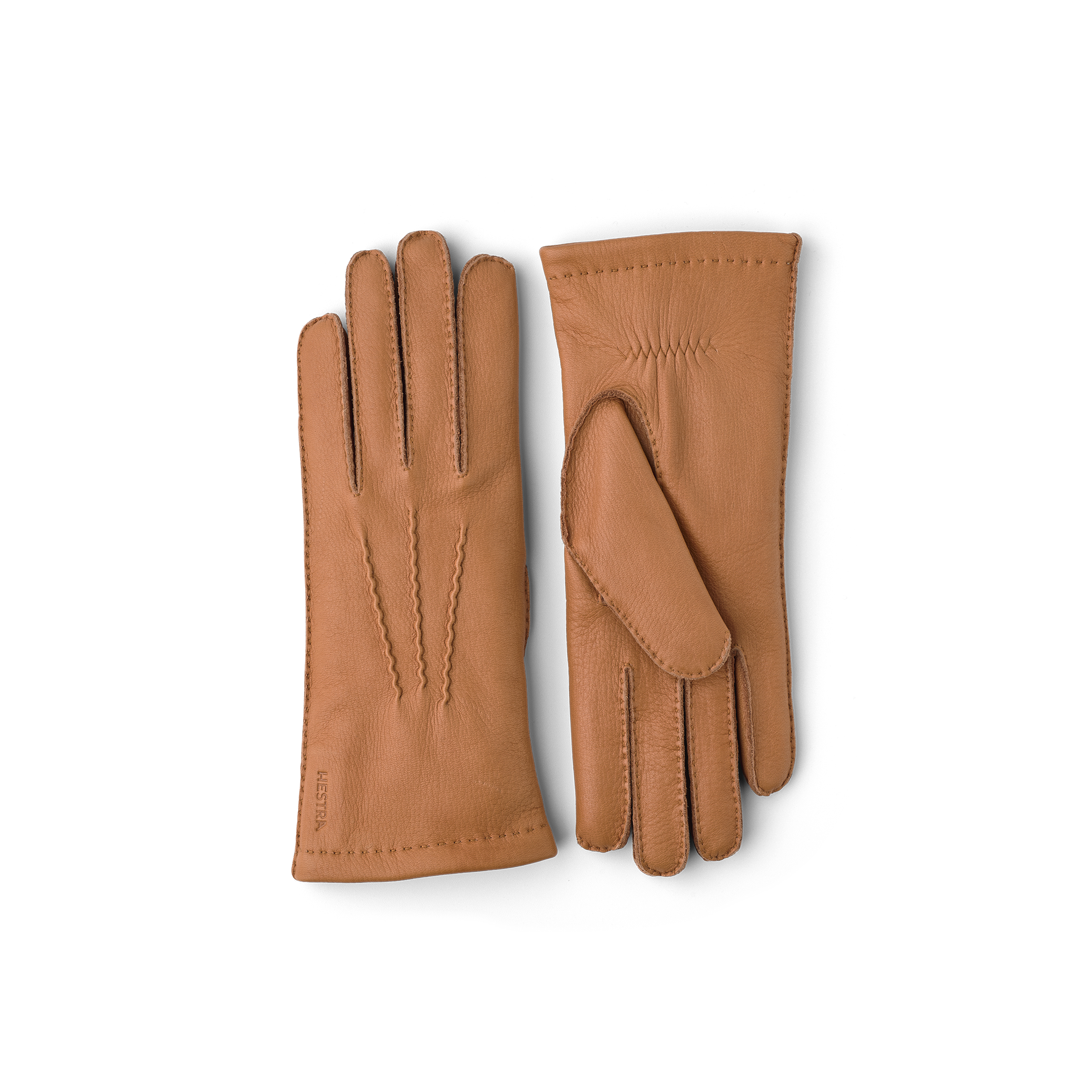 Light brown handsewn leather glove in deerskin
