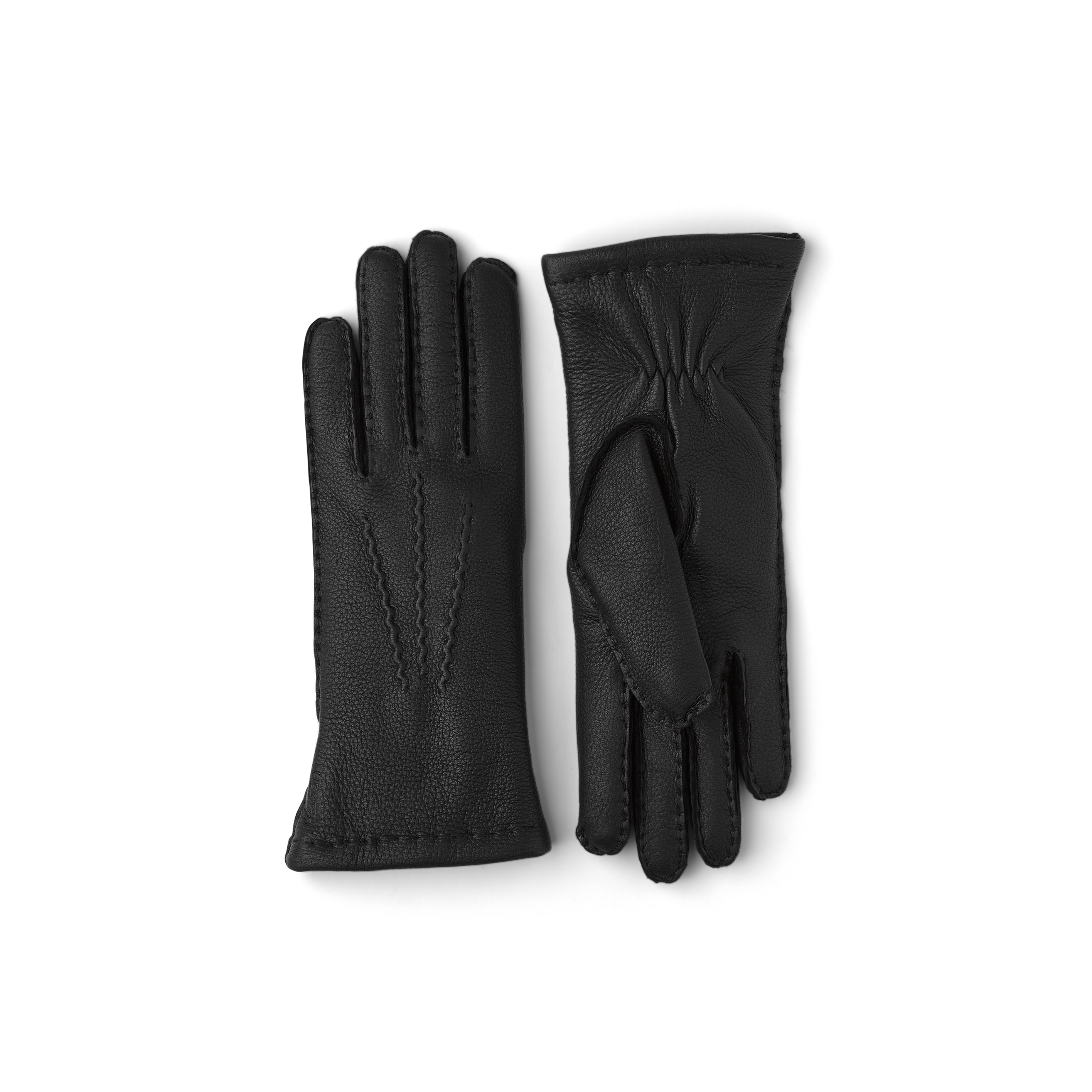 Black hand-sewn deerskin glove