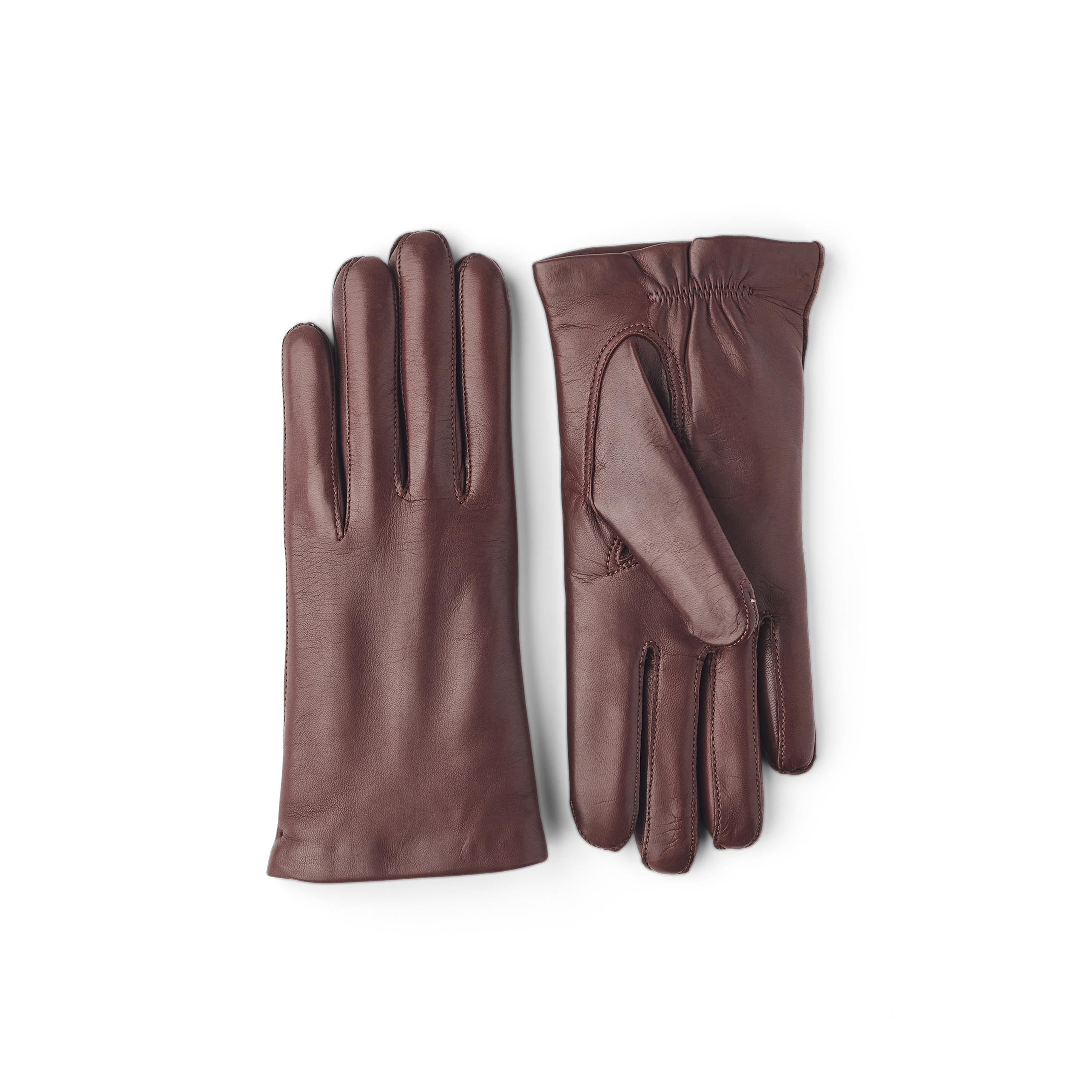 Brown machine-sewn hairsheep leather glove