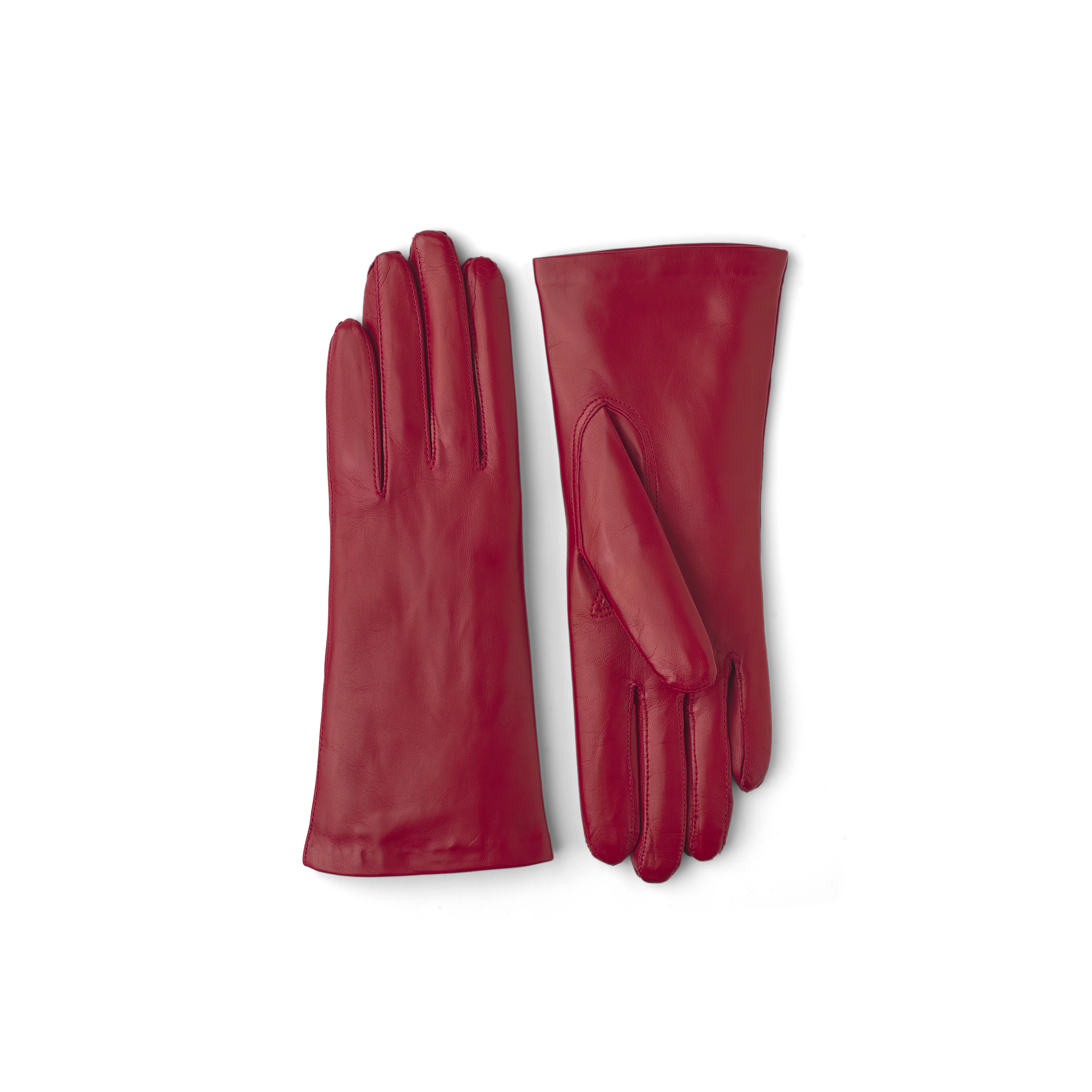 Red machine-sewn hairsheep leather glove