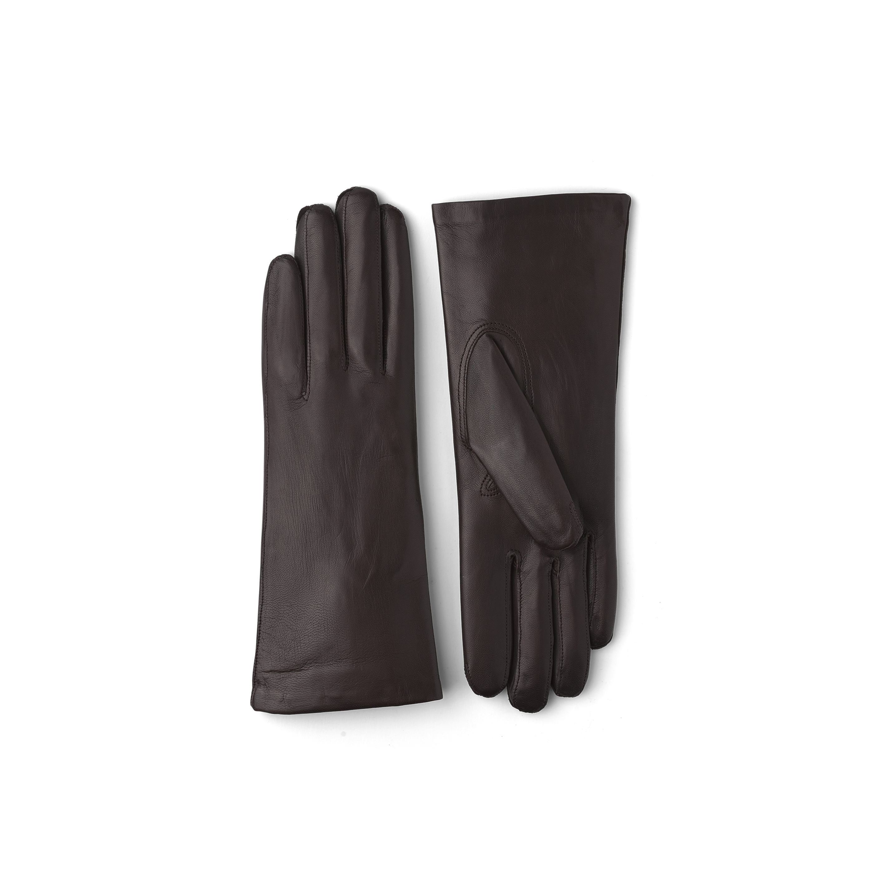 Dark brown machine-sewn hairsheep leather glove