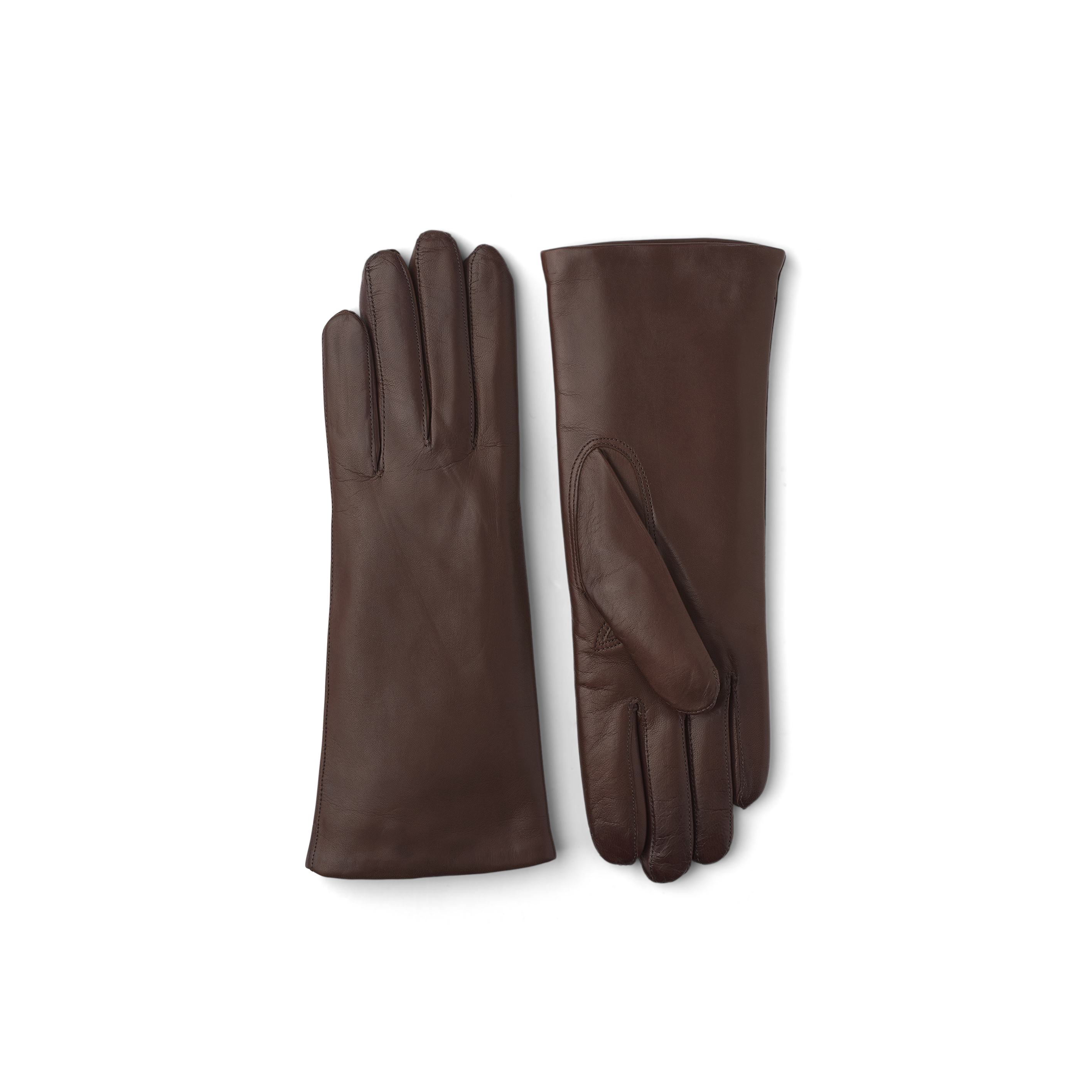 Brown machine-sewn hairsheep leather glove