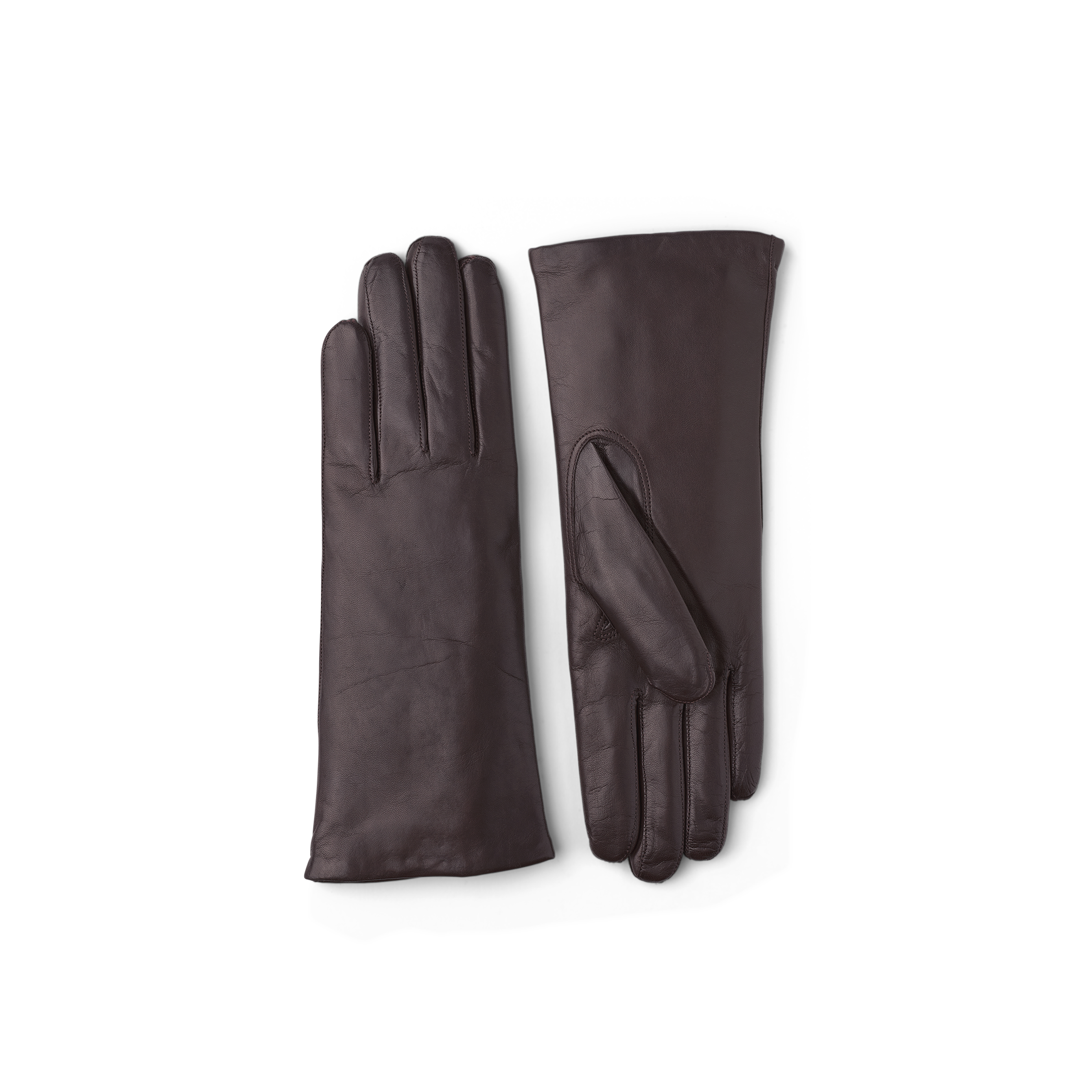 Dark brown machine-sewn hairsheep leather glove