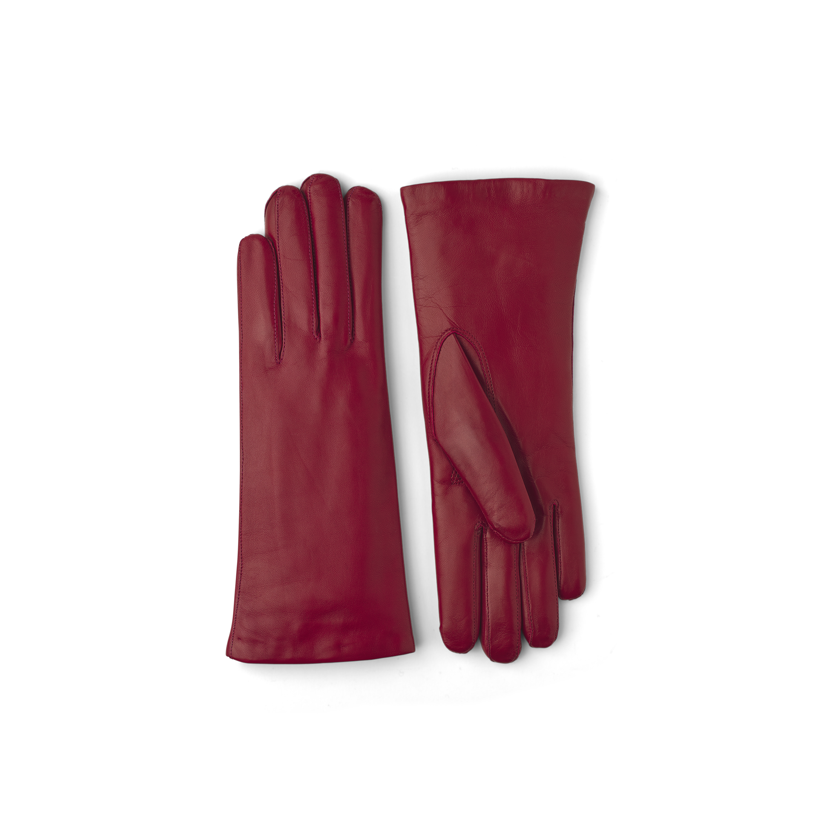 Red machine-sewn hairsheep leather glove