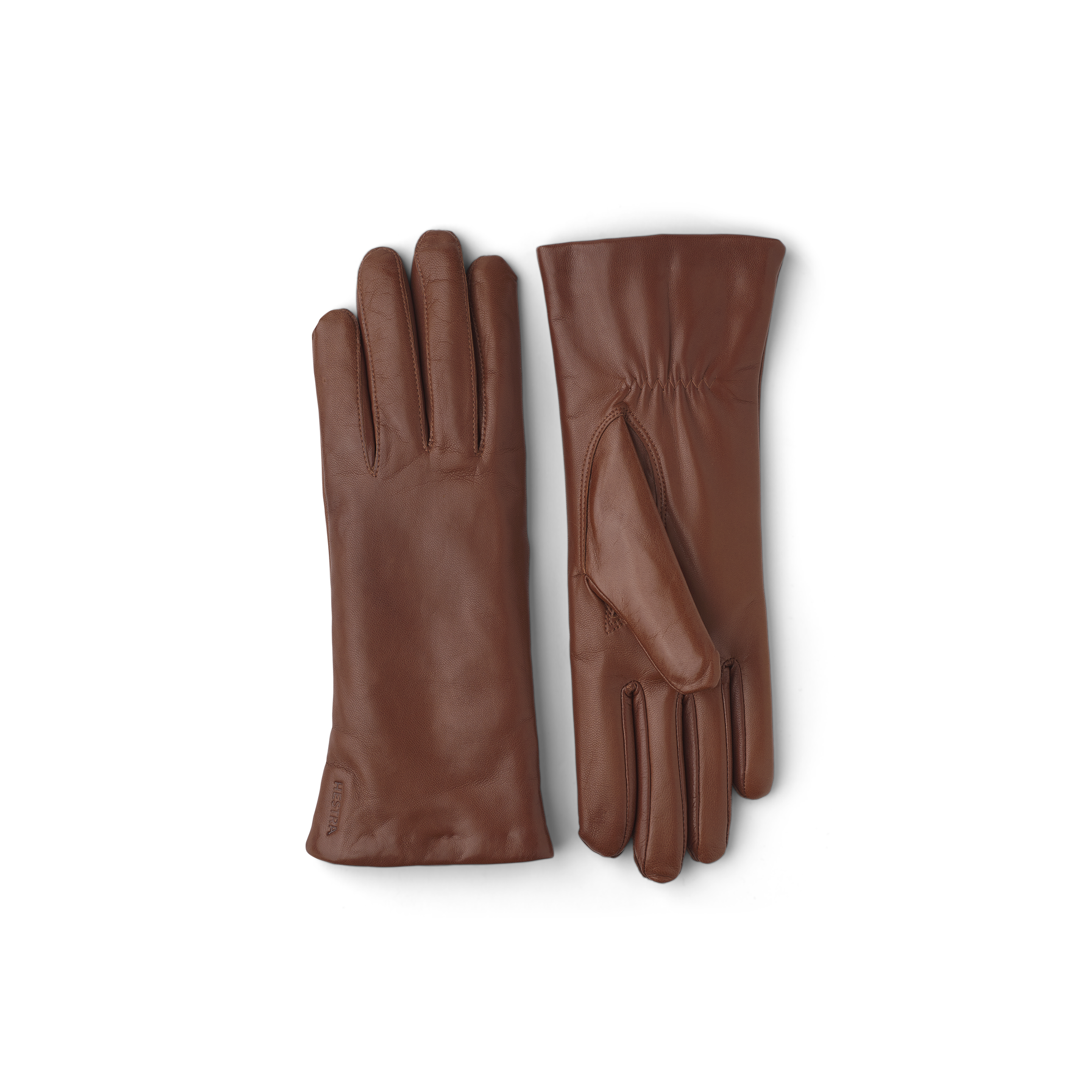 Medium brown machine-sewn hairsheep leather glove