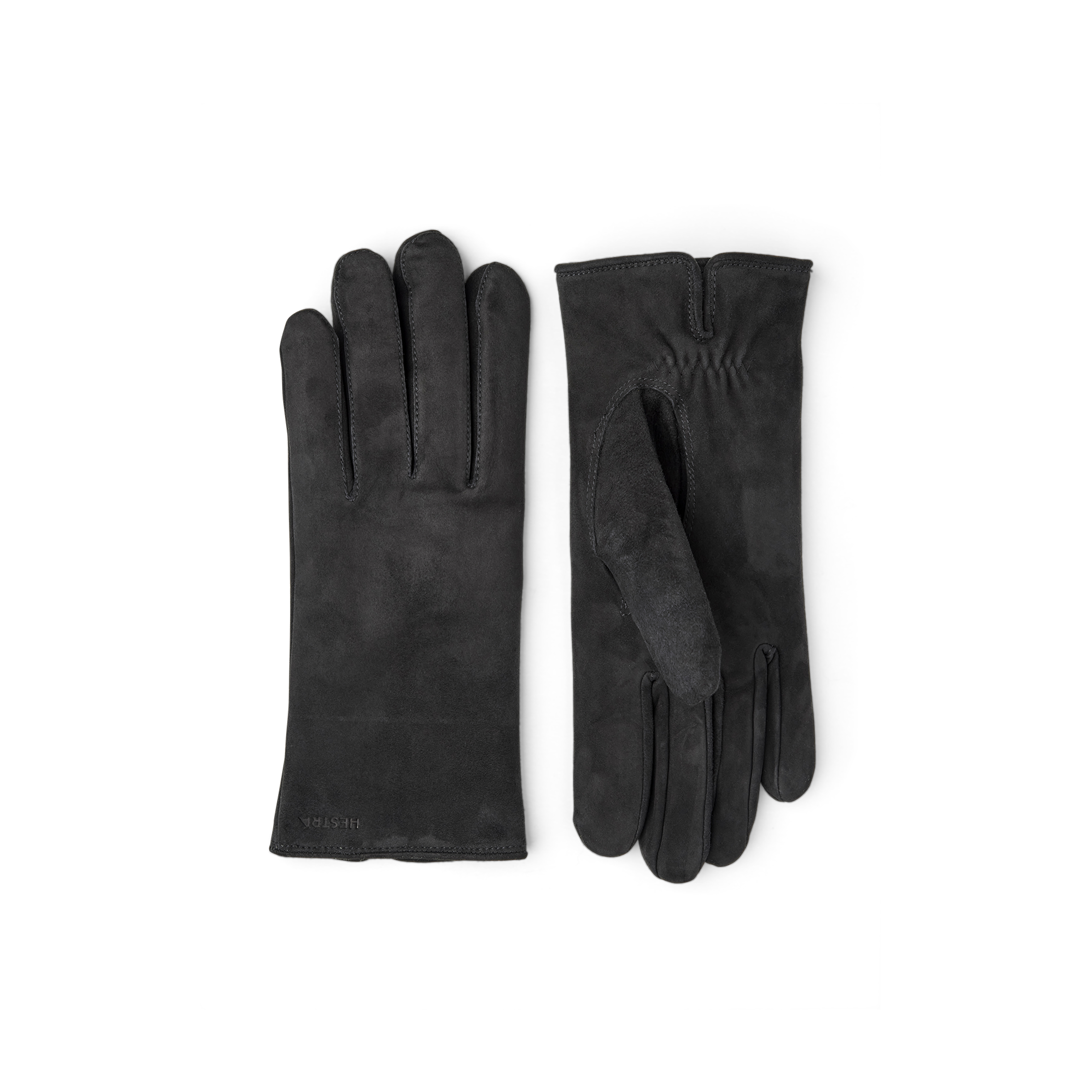 Black machine-sewn suede glove