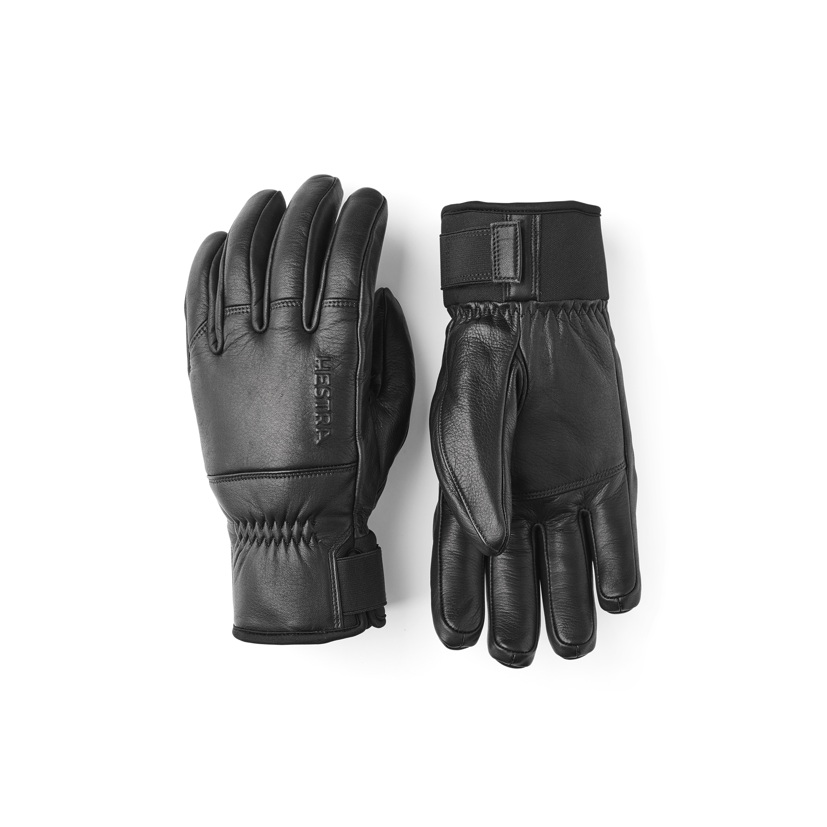 Black cow hide ski glove