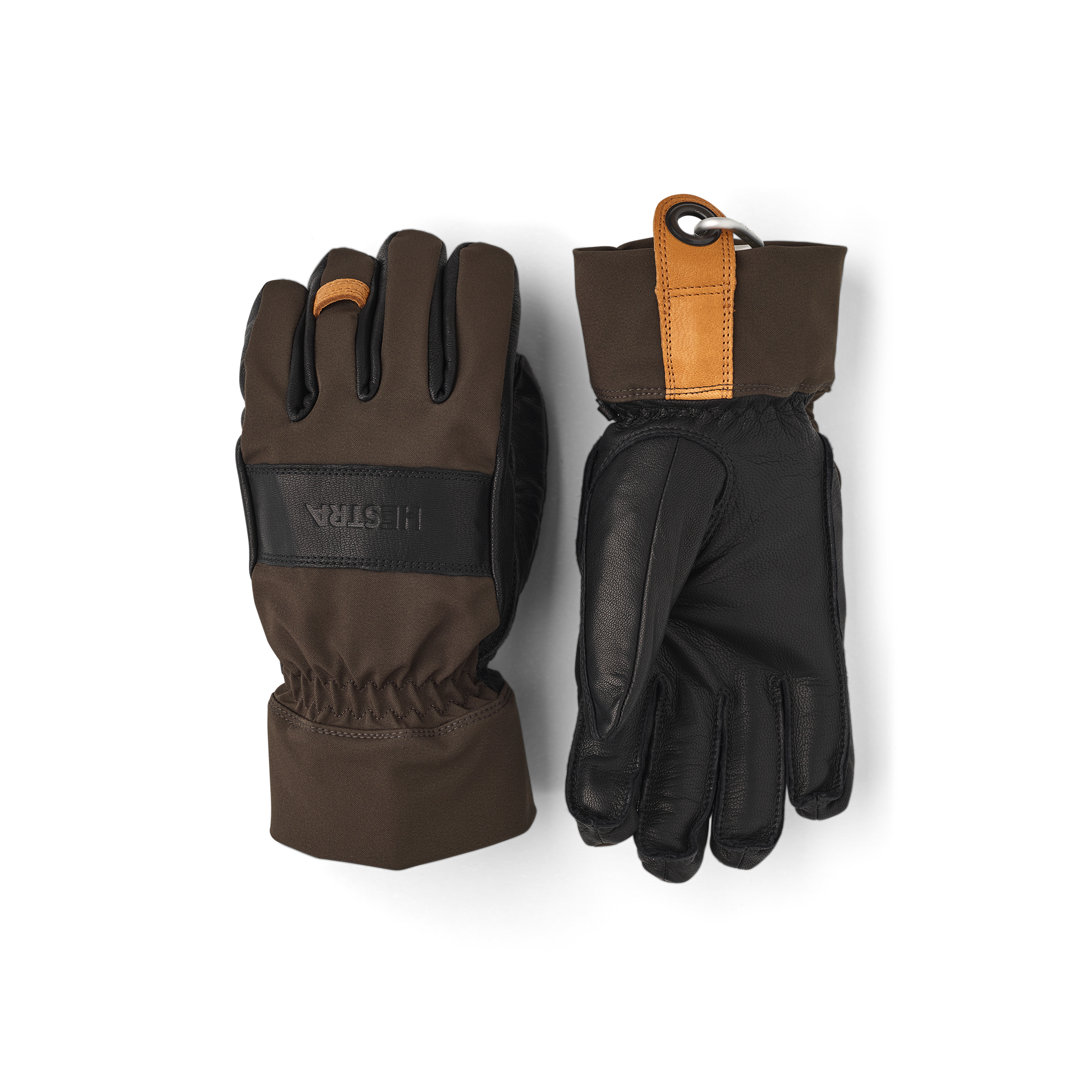 Dark green glove with black goat leather palm