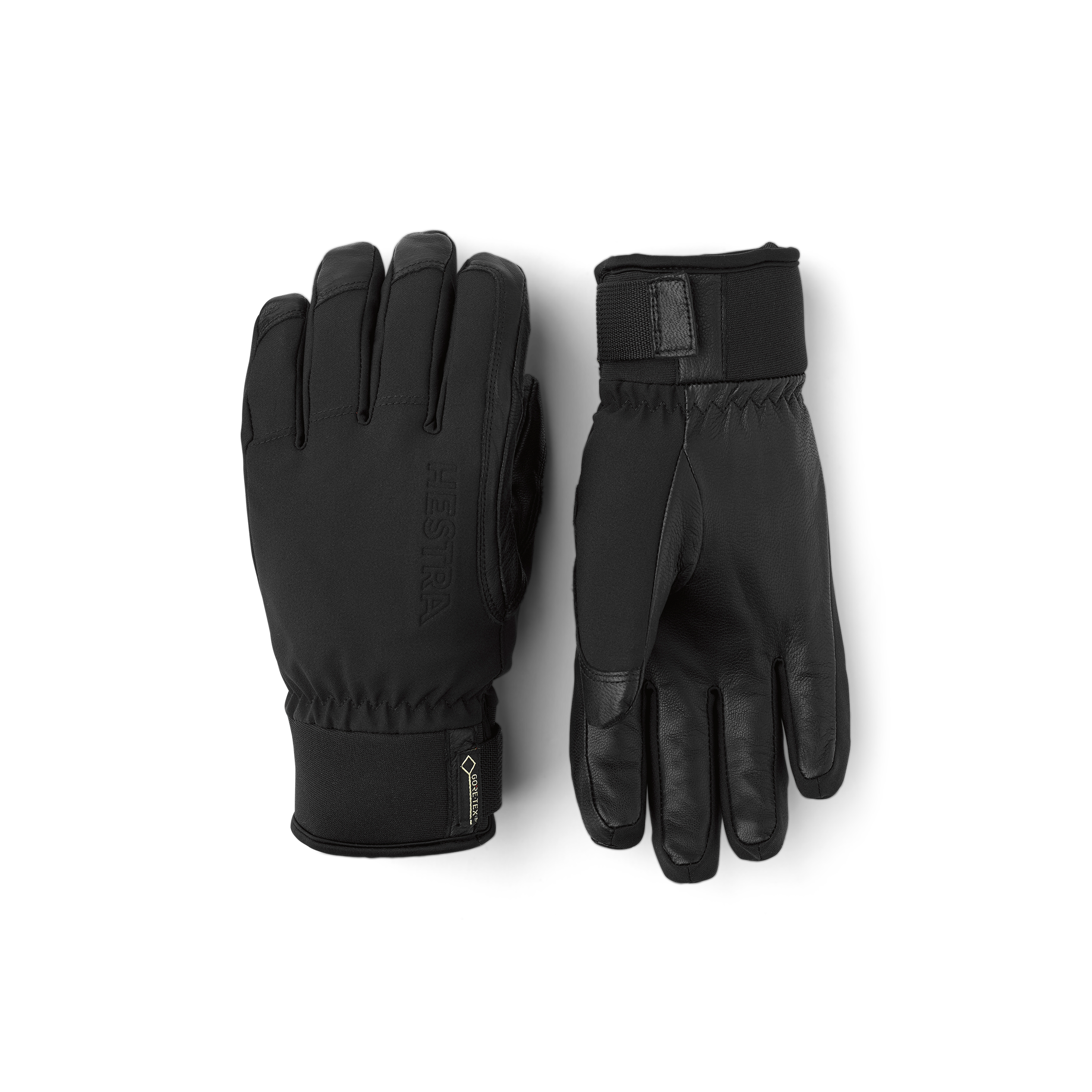 Black ski glove with goat leather palm