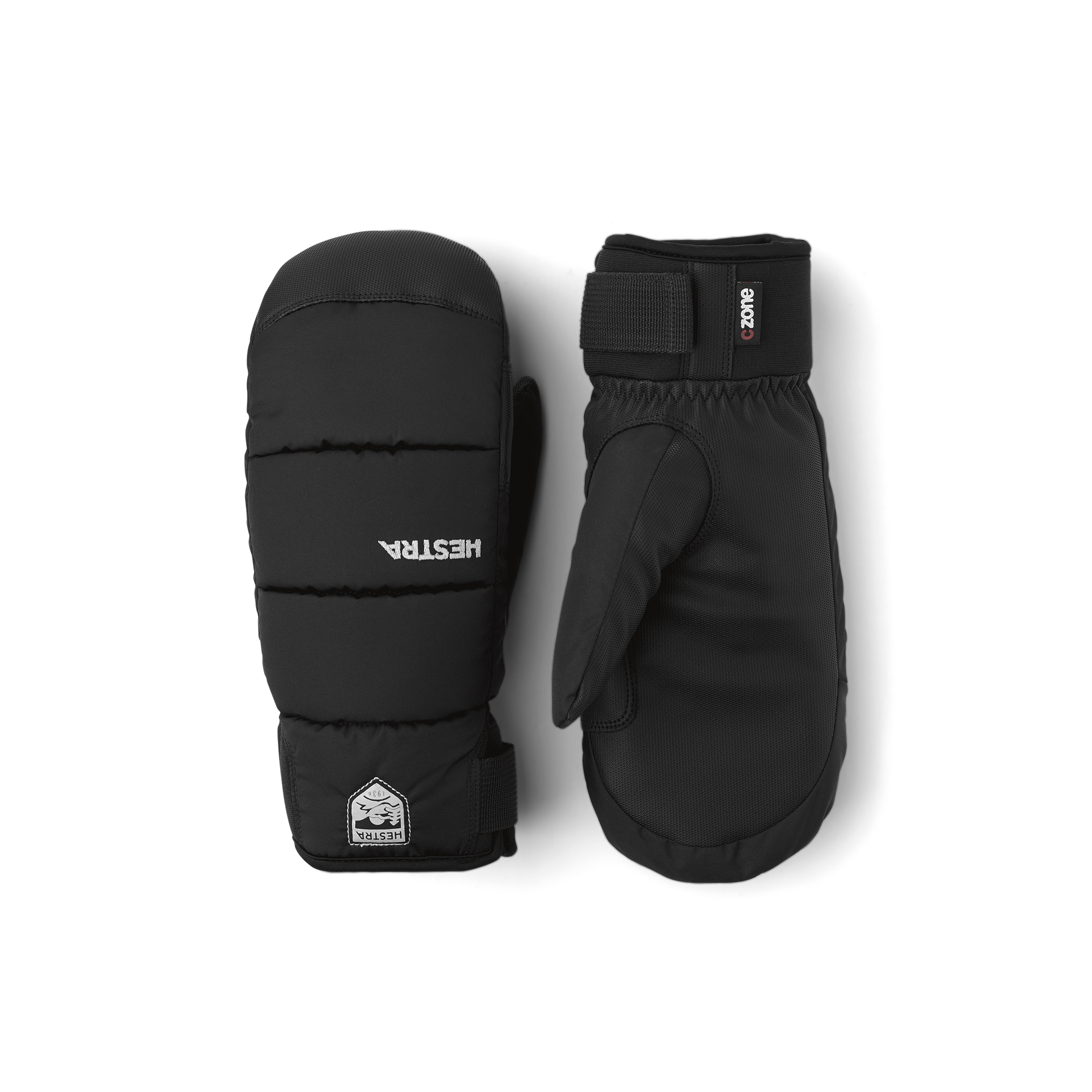 Black fabric mitten with black synthetic palm