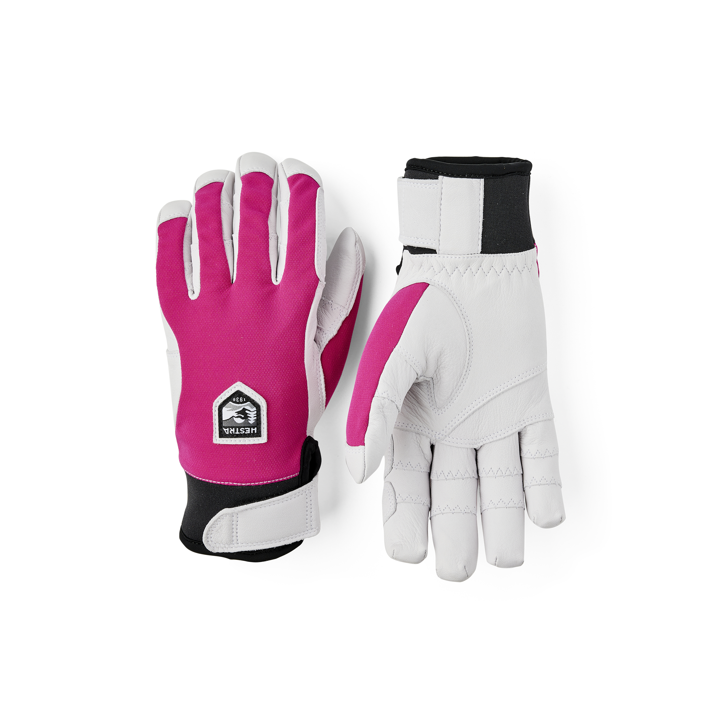 Pink outdoor glove with white goat leather palm