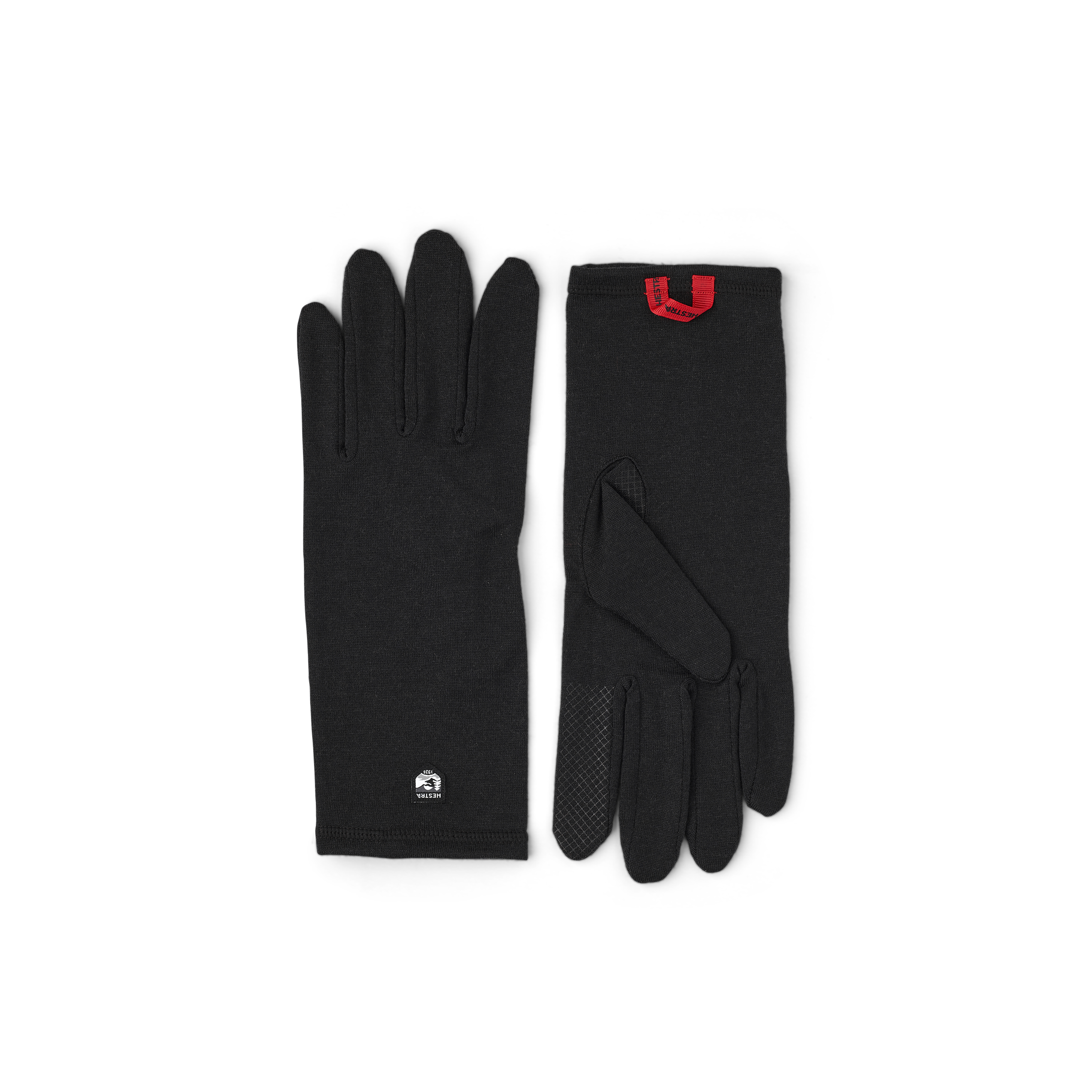 Black merino wool inner glove with touch function