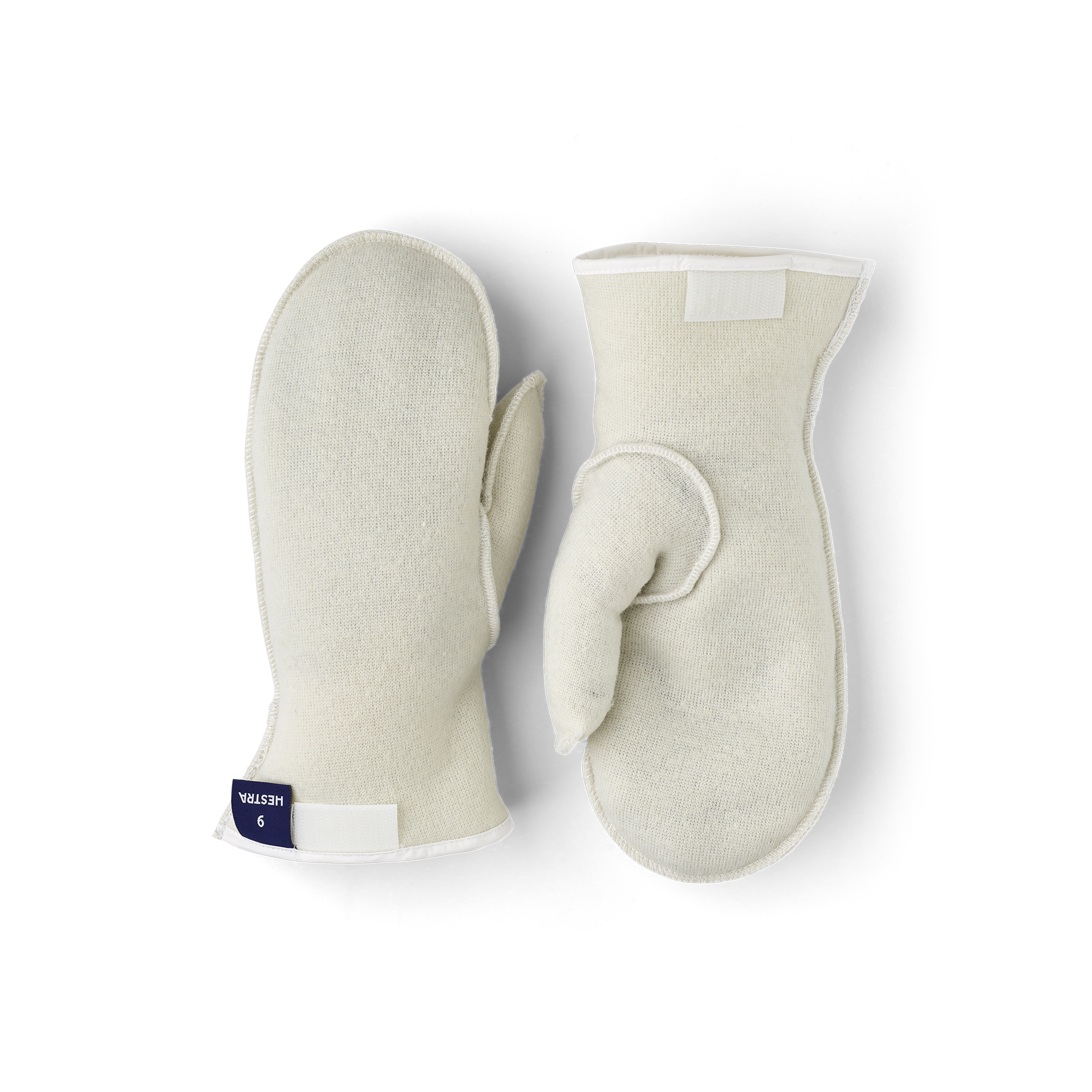 White machine-sewn liner mitten